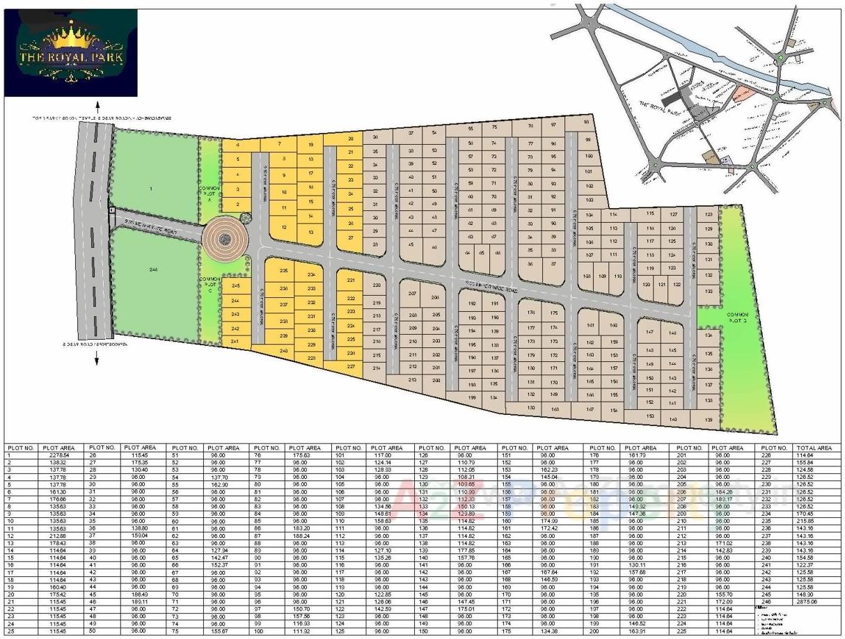 Layout of real estate project The Royal Park located at Adhewada, Bhavnagar, Gujarat