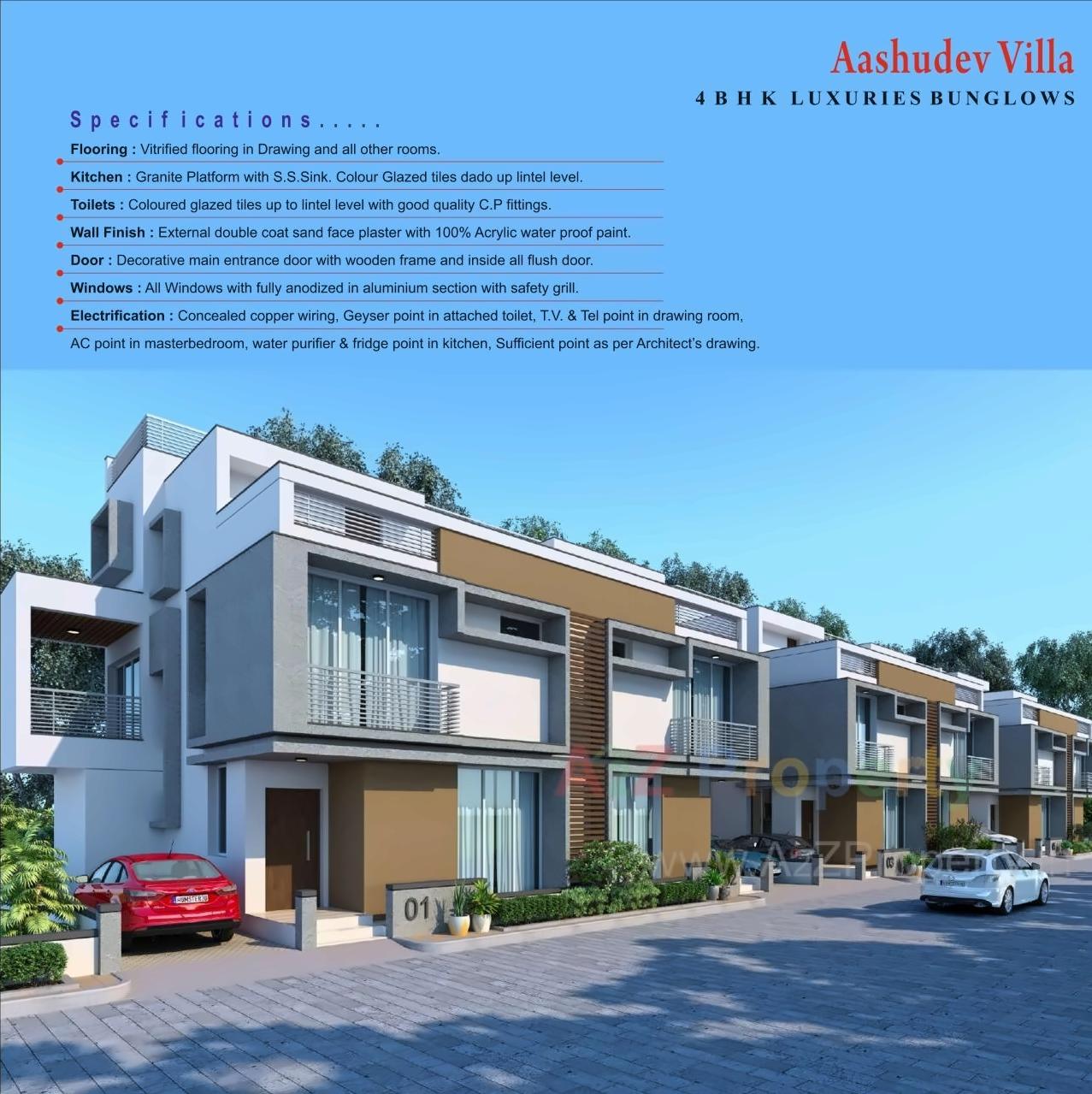 3D Elevation of real estate project Aashudev Villa located at Gandhinagar, Gandhinagar, Gujarat