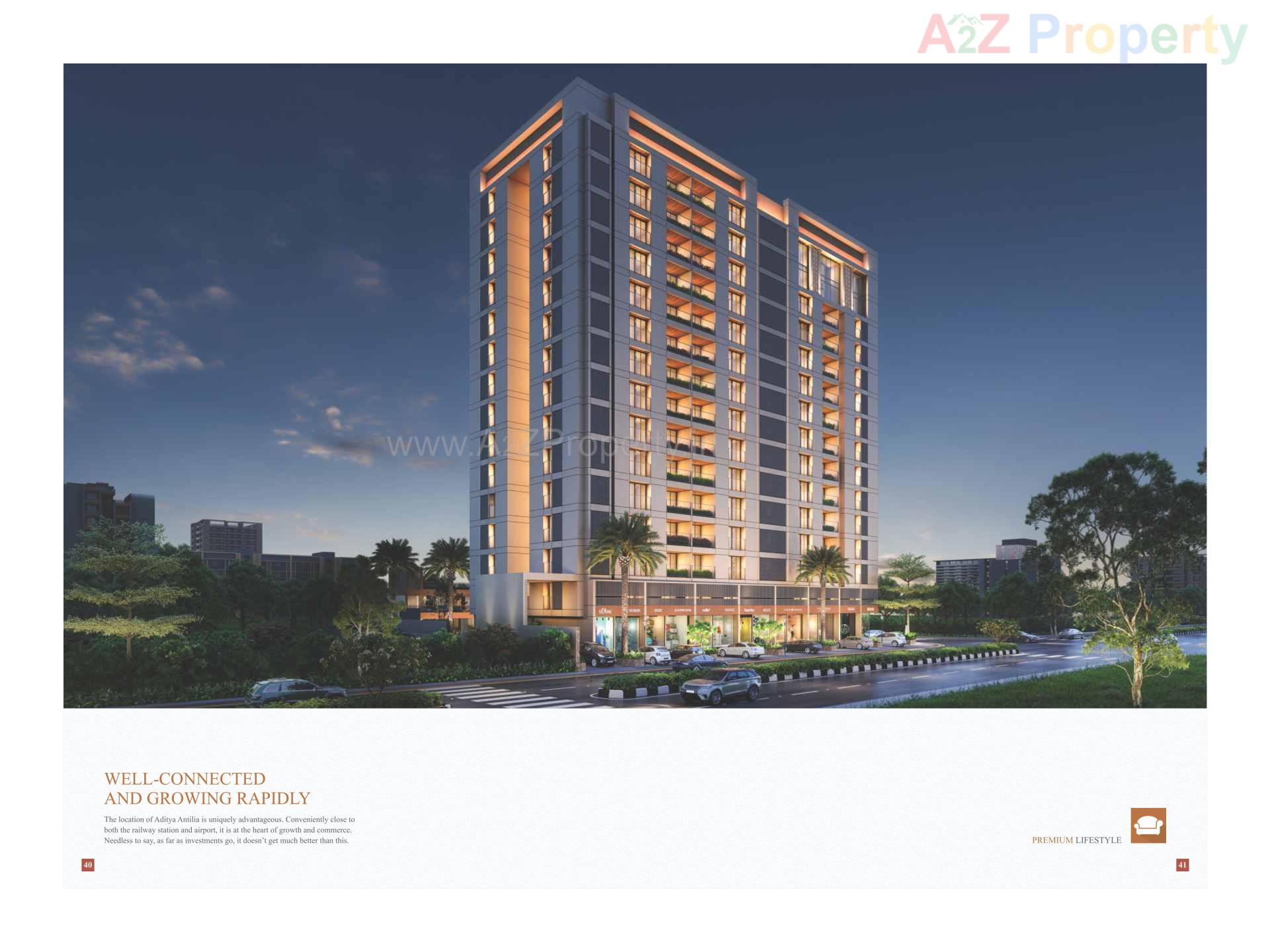 3D Elevation of real estate project Aditya Antilia located at Zundal, Gandhinagar, Gujarat