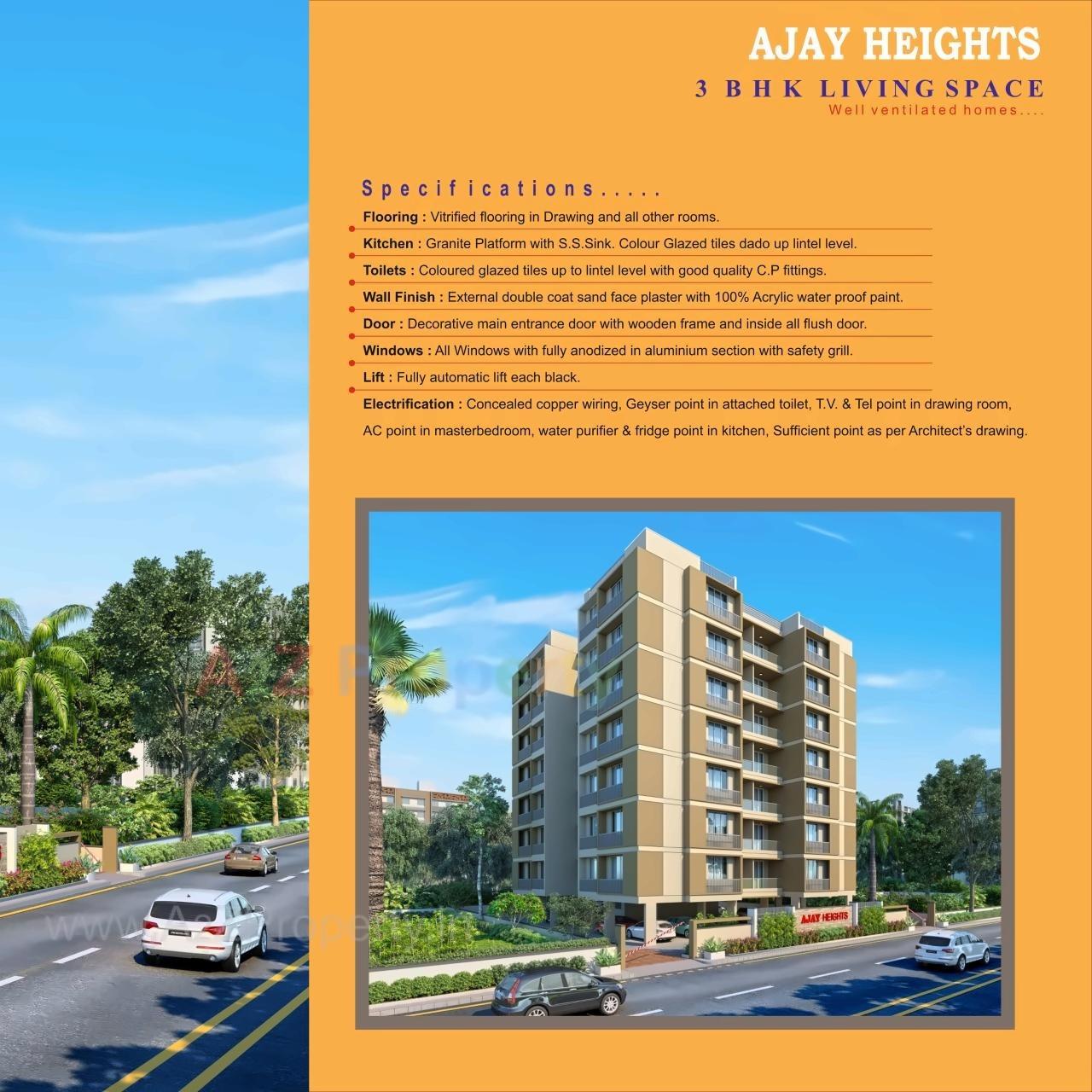 3D Elevation of real estate project Ajay Heights located at Gandhinagar, Gandhinagar, Gujarat