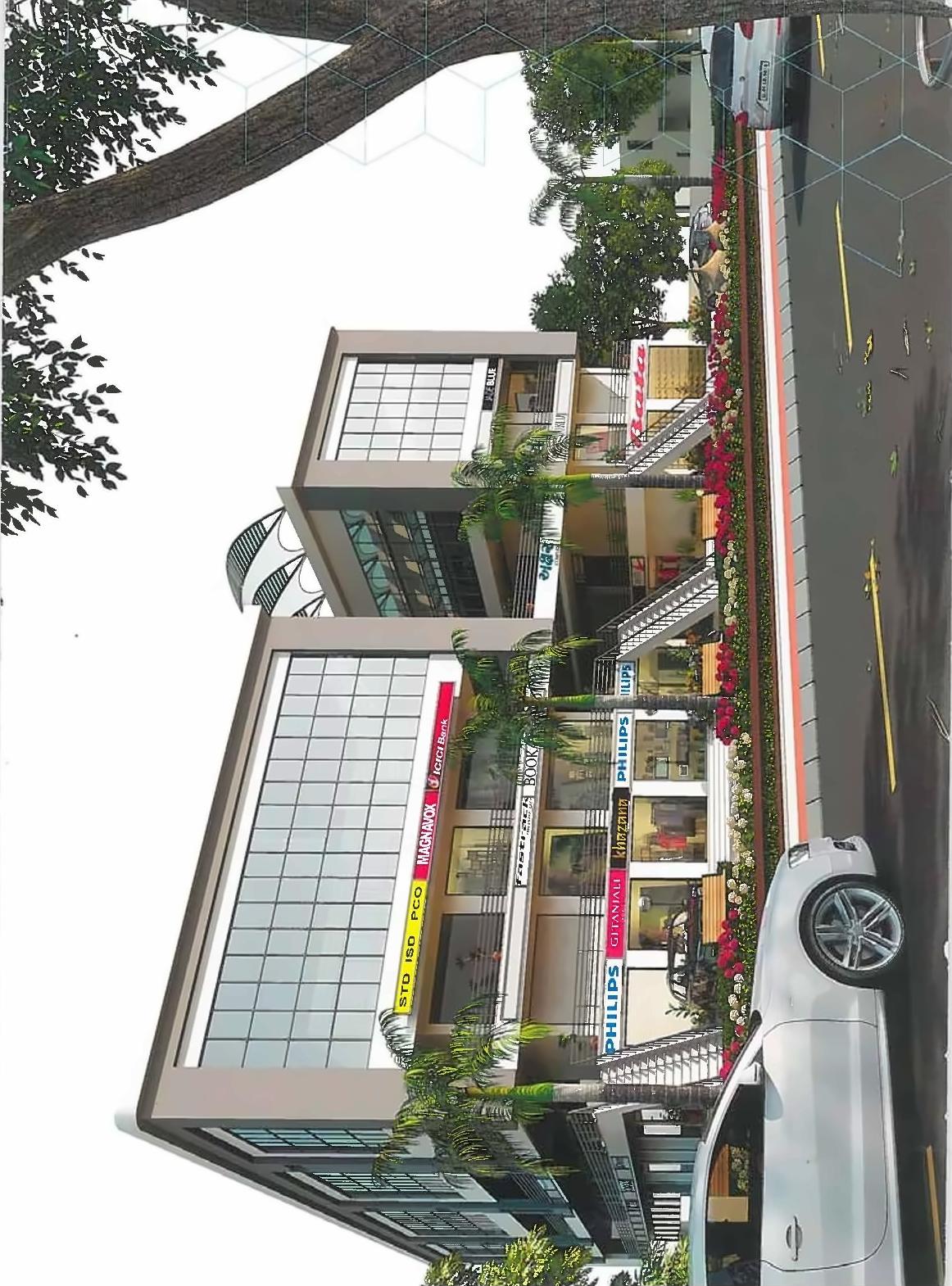 3D Elevation of real estate project Akshar Complex located at Dehgam, Gandhinagar, Gujarat