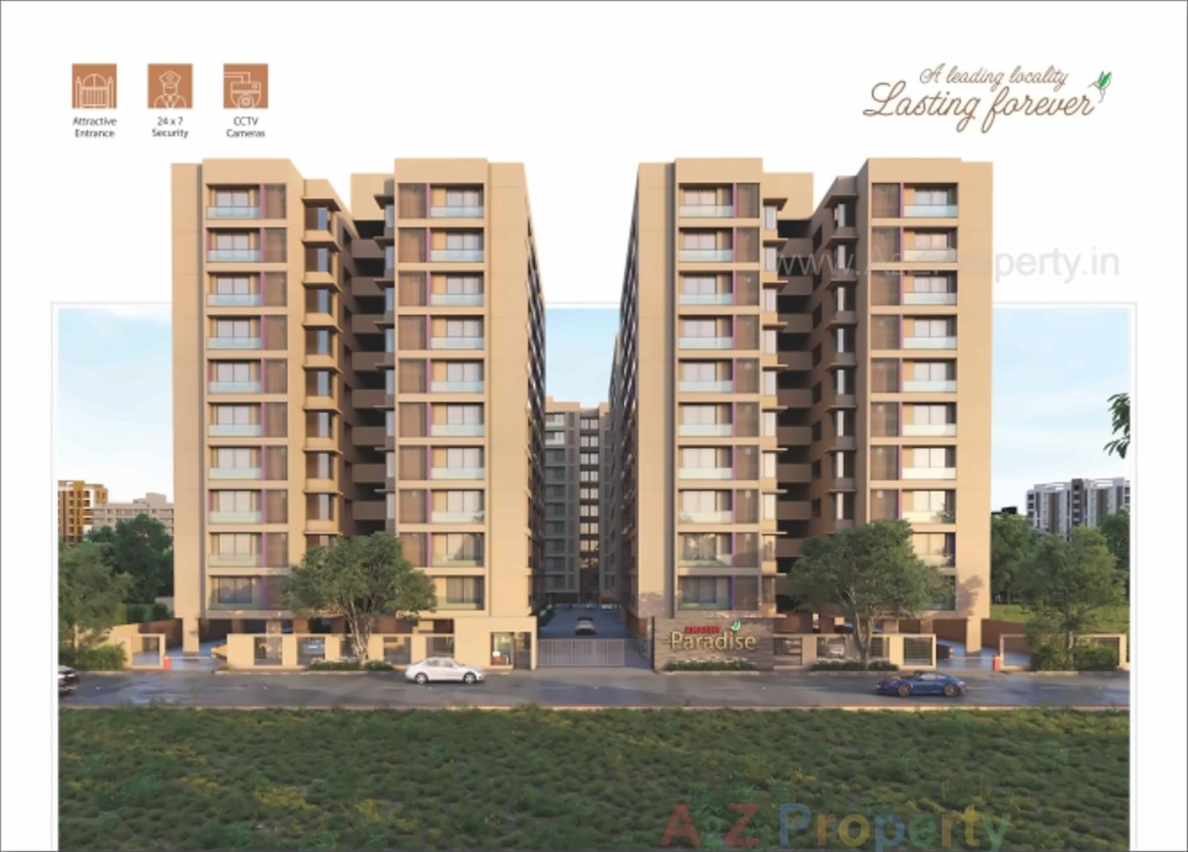 3D Elevation of real estate project Akshat Paradise located at Sargasan, Gandhinagar, Gujarat