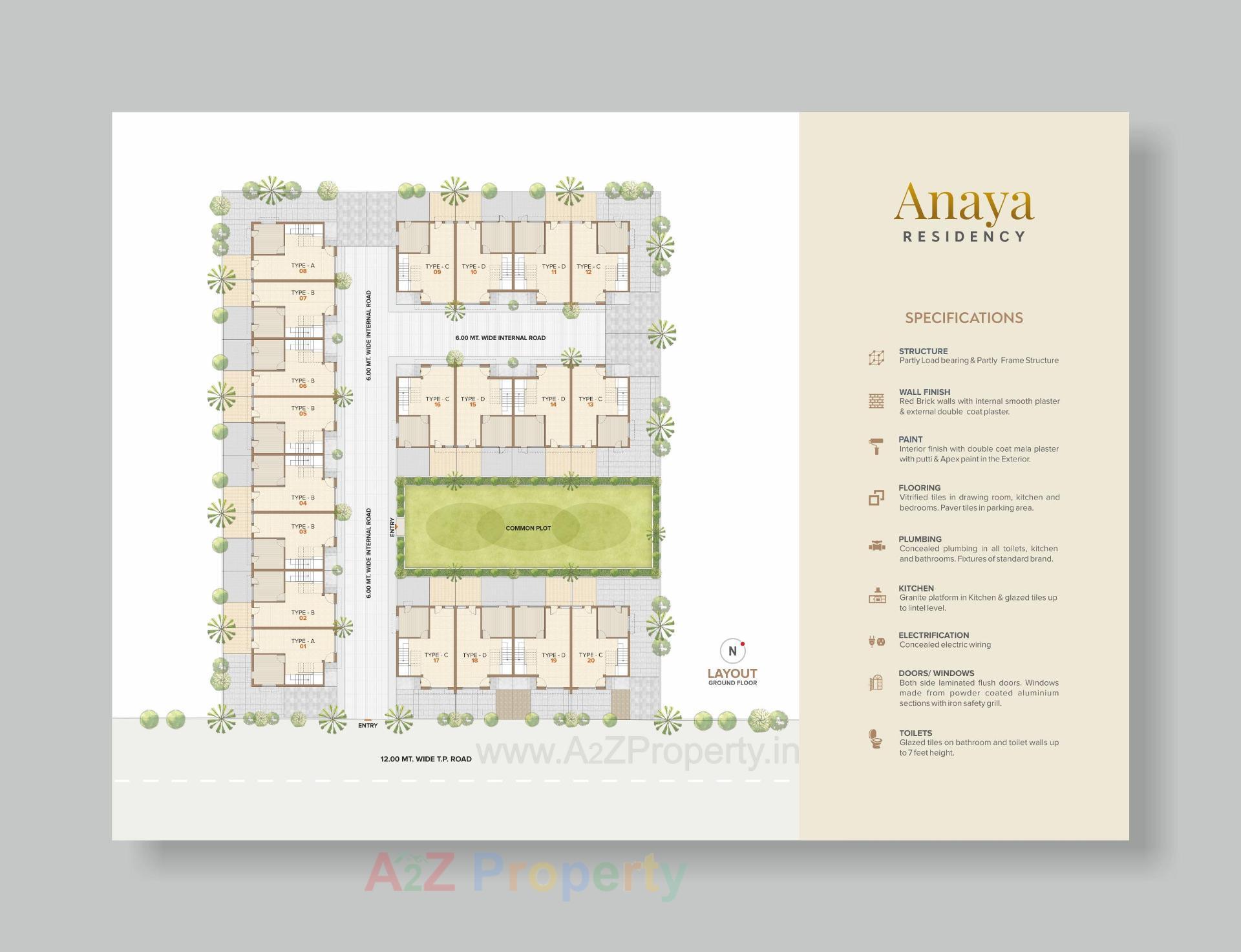 Layout of real estate project Anaya Residency located at Vavol, Gandhinagar, Gujarat