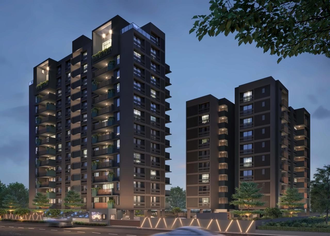 3D Elevation of real estate project Antriksh located at Randesan, Gandhinagar, Gujarat