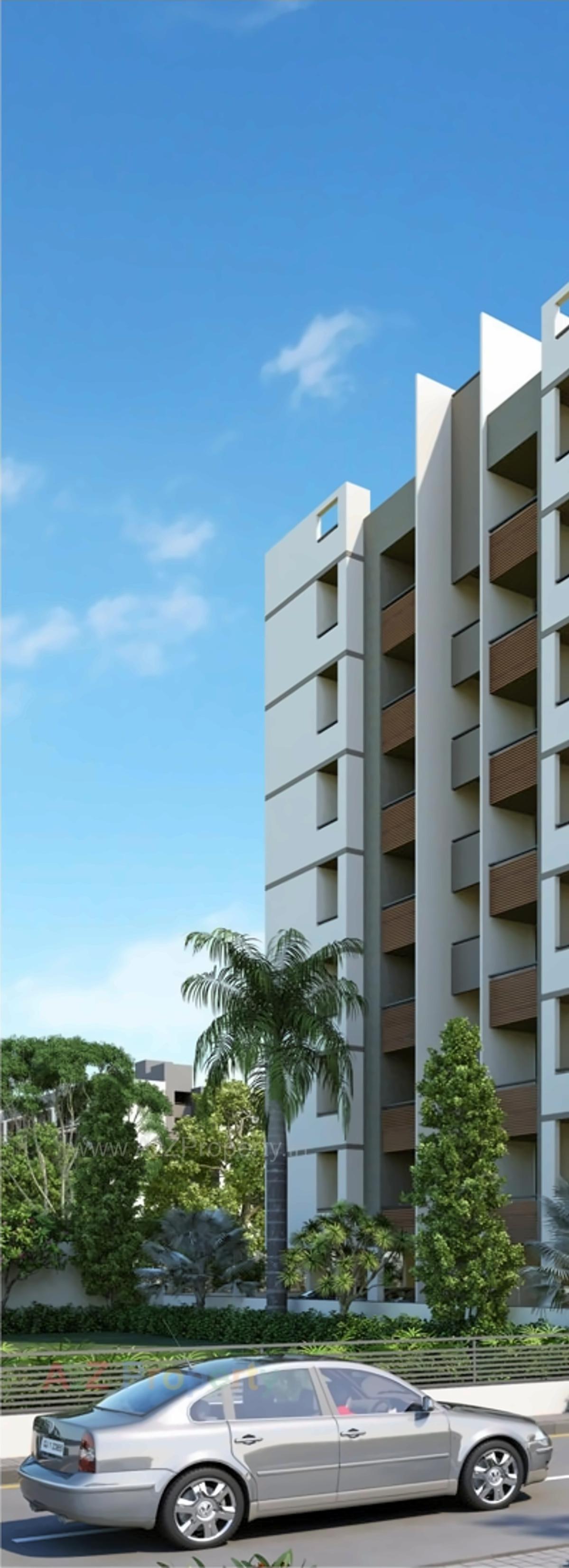 3D Elevation of real estate project Anusthan Homes located at Khoraj, Gandhinagar, Gujarat