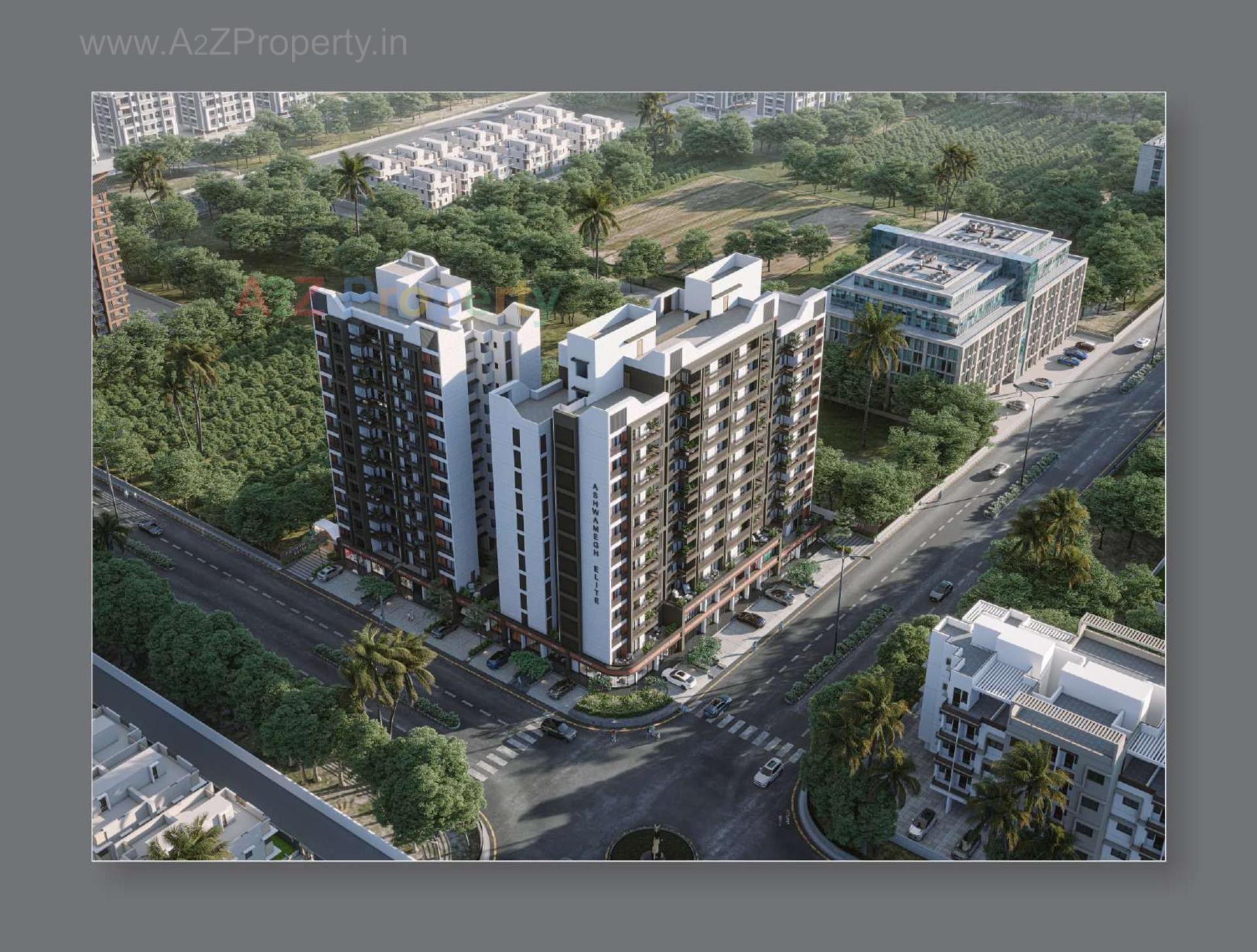 3D Elevation of real estate project Ashwamegh Elite located at Sargasan, Gandhinagar, Gujarat