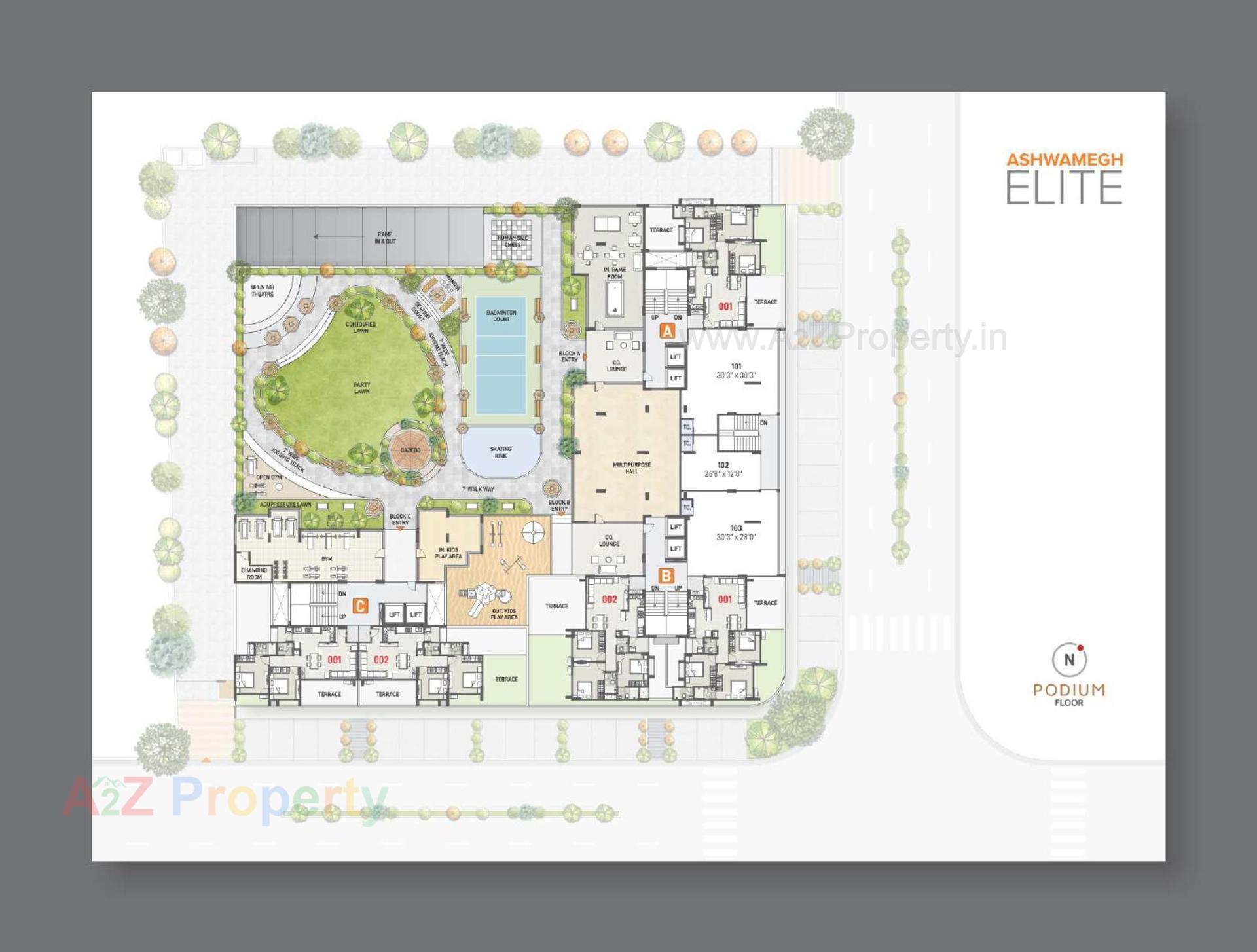 Layout of real estate project Ashwamegh Elite located at Sargasan, Gandhinagar, Gujarat