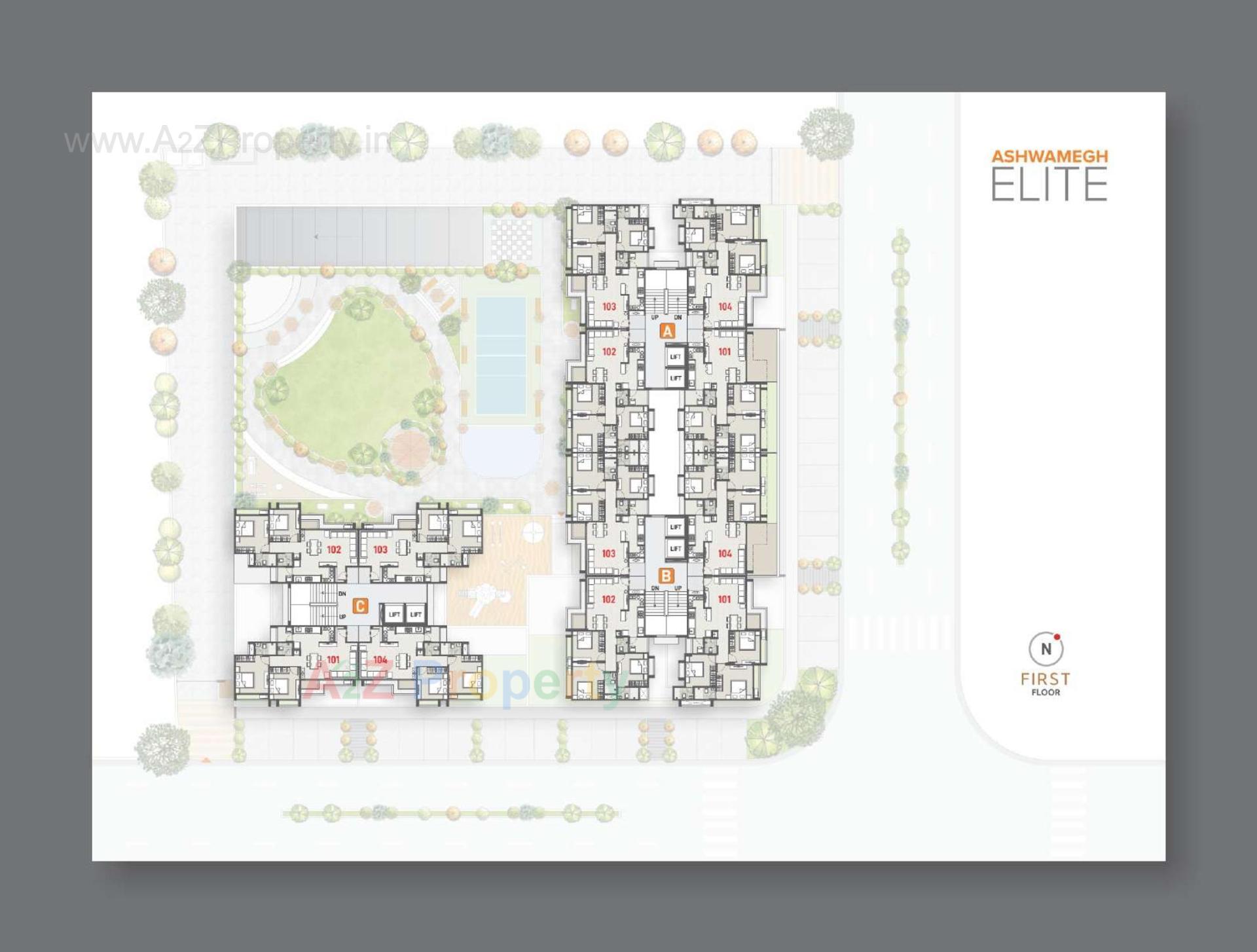 Layout of real estate project Ashwamegh Elite located at Sargasan, Gandhinagar, Gujarat