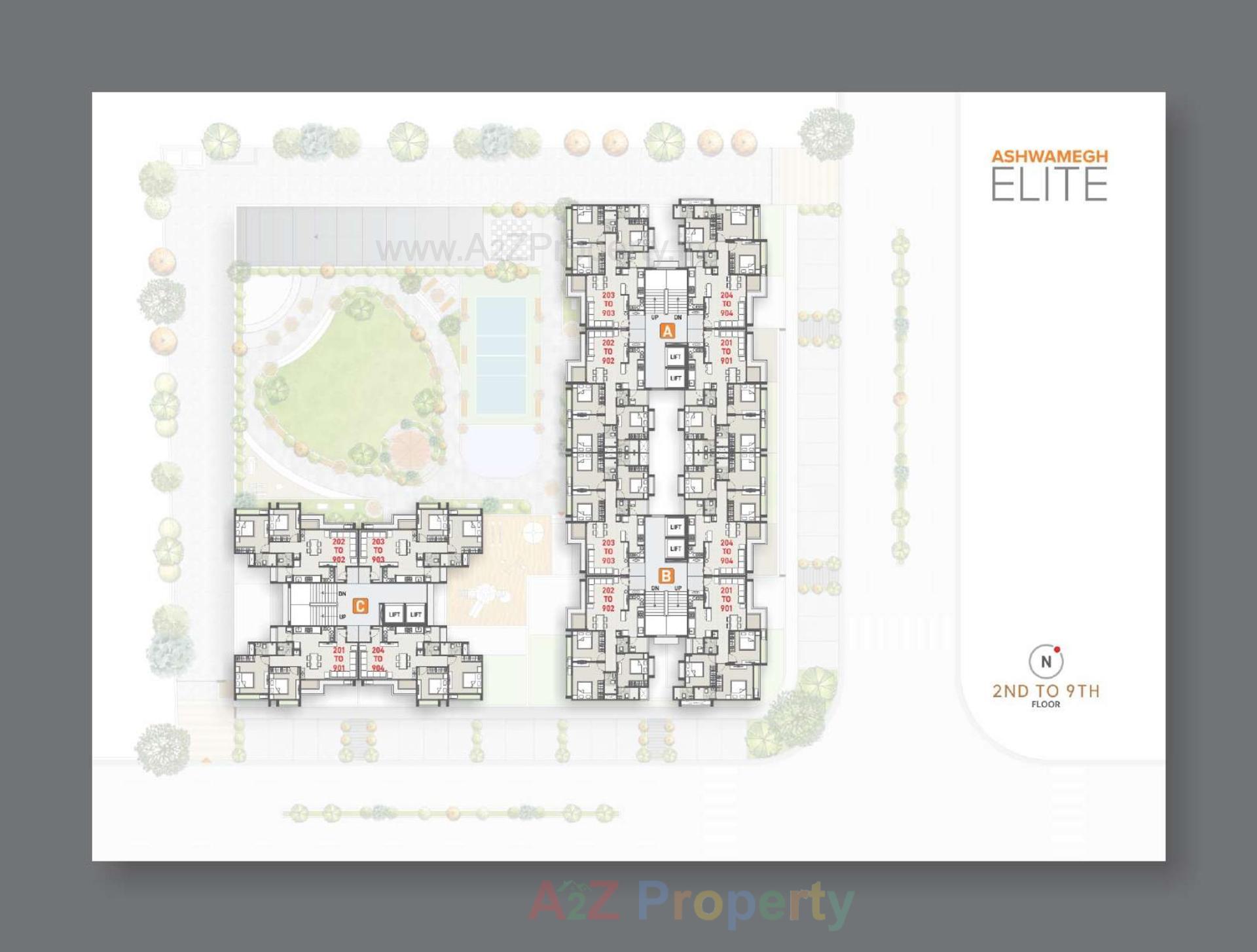 Layout of real estate project Ashwamegh Elite located at Sargasan, Gandhinagar, Gujarat