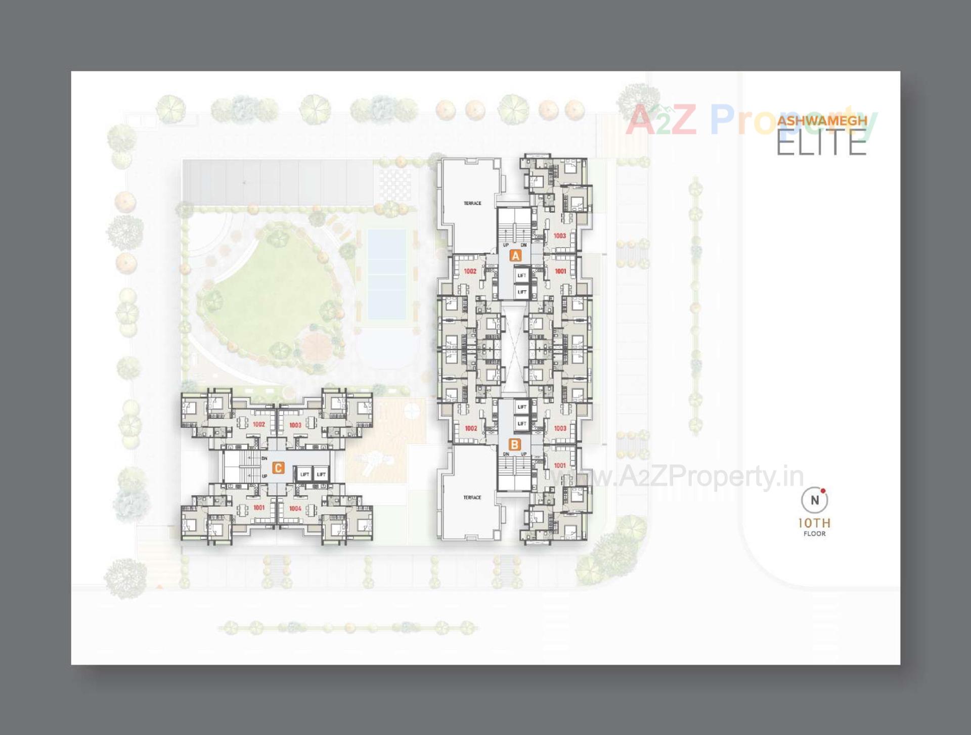 Layout of real estate project Ashwamegh Elite located at Sargasan, Gandhinagar, Gujarat