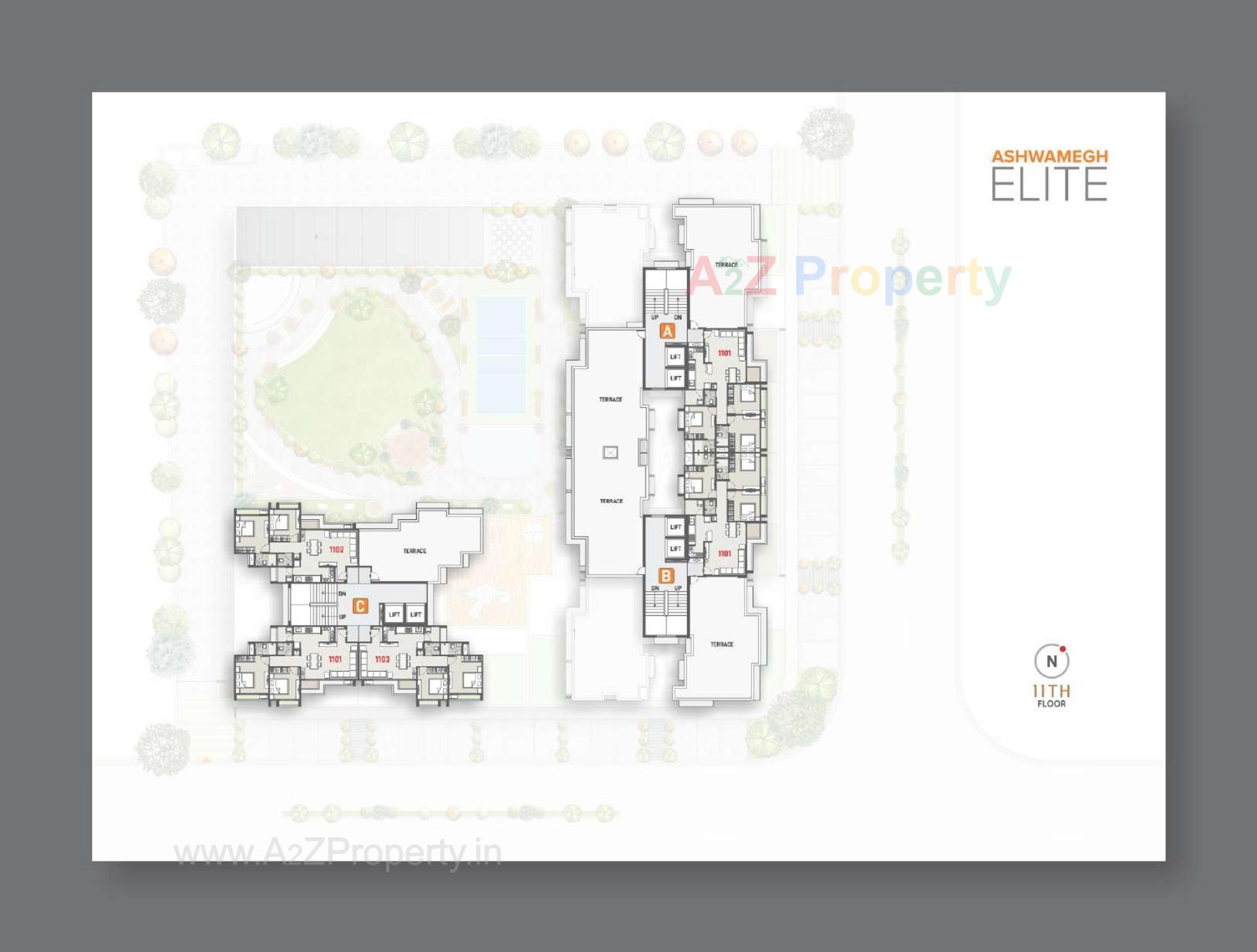 Layout of real estate project Ashwamegh Elite located at Sargasan, Gandhinagar, Gujarat