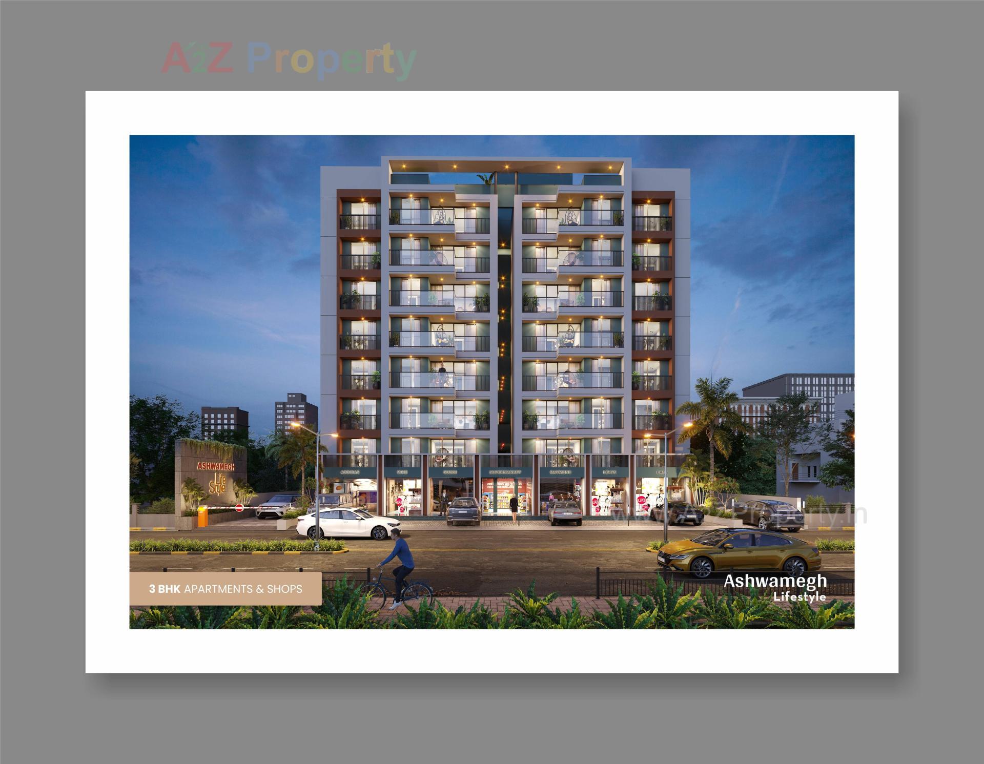 3D Elevation of real estate project Ashwamegh Lifestyle located at Sargasan, Gandhinagar, Gujarat