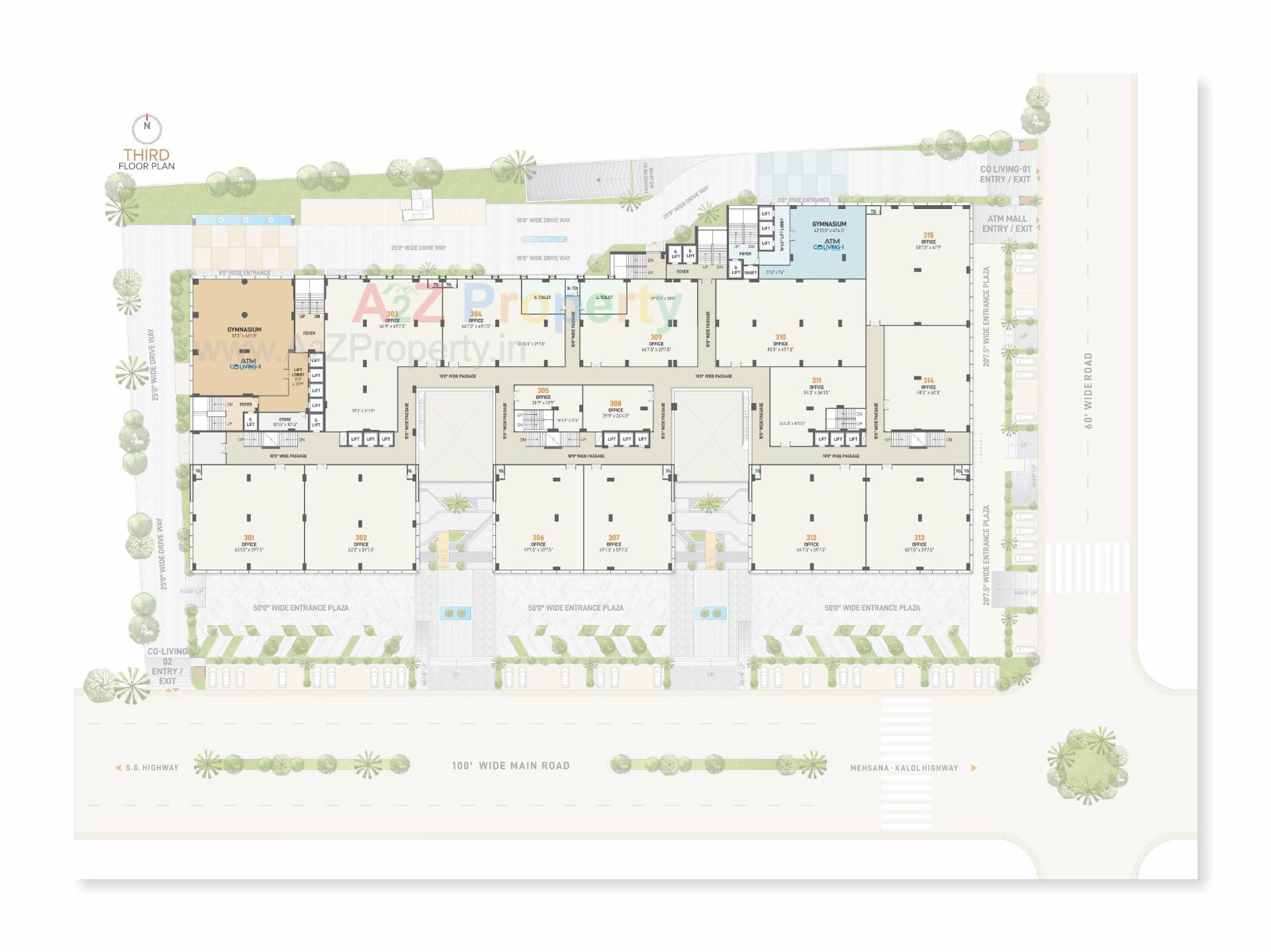 Layout of real estate project Atm Mall / Atm Coliving   (service Apartment) located at Zundal, Gandhinagar, Gujarat