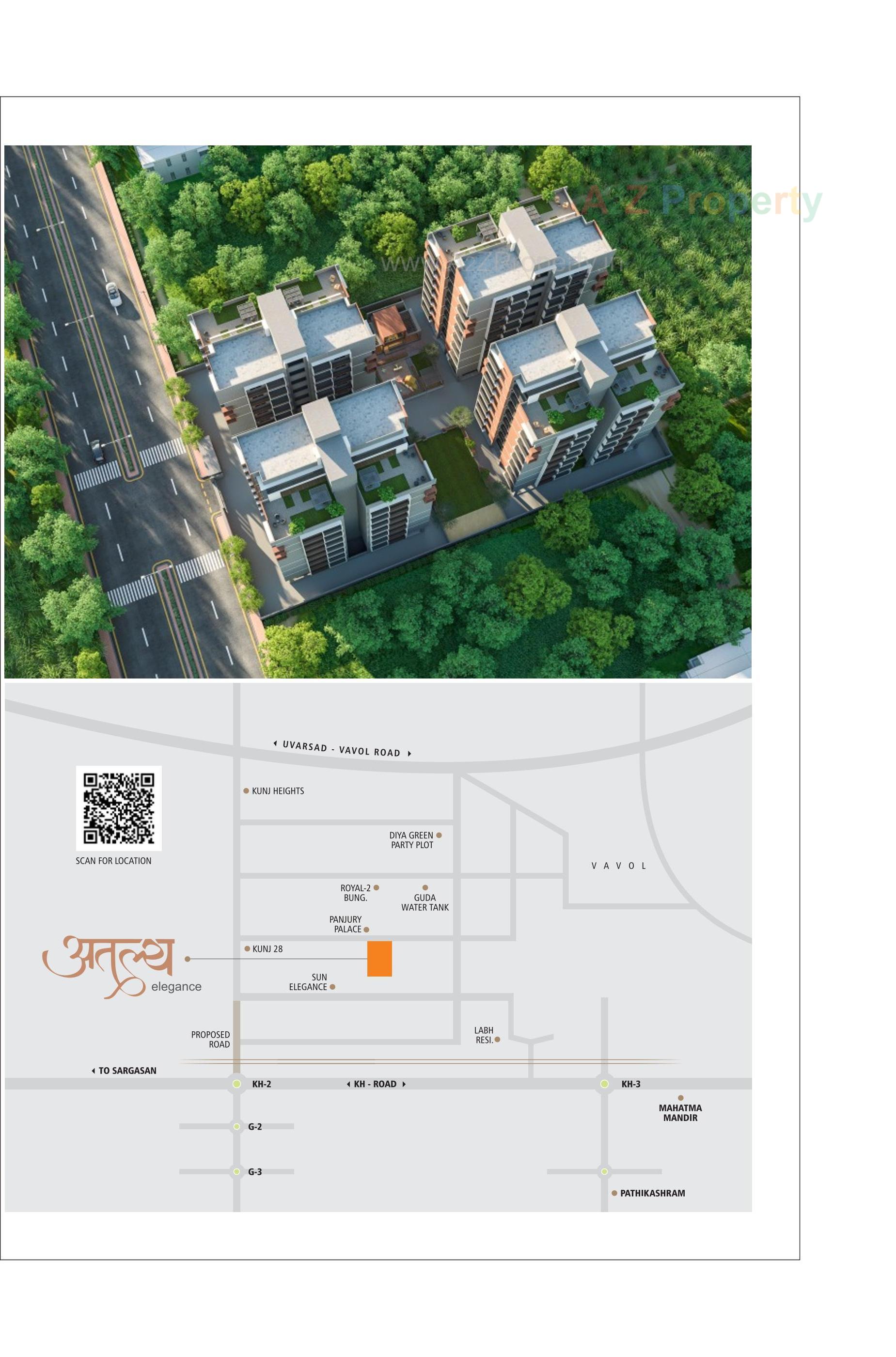 Layout of real estate project Atulya Elegance located at Vavol, Gandhinagar, Gujarat