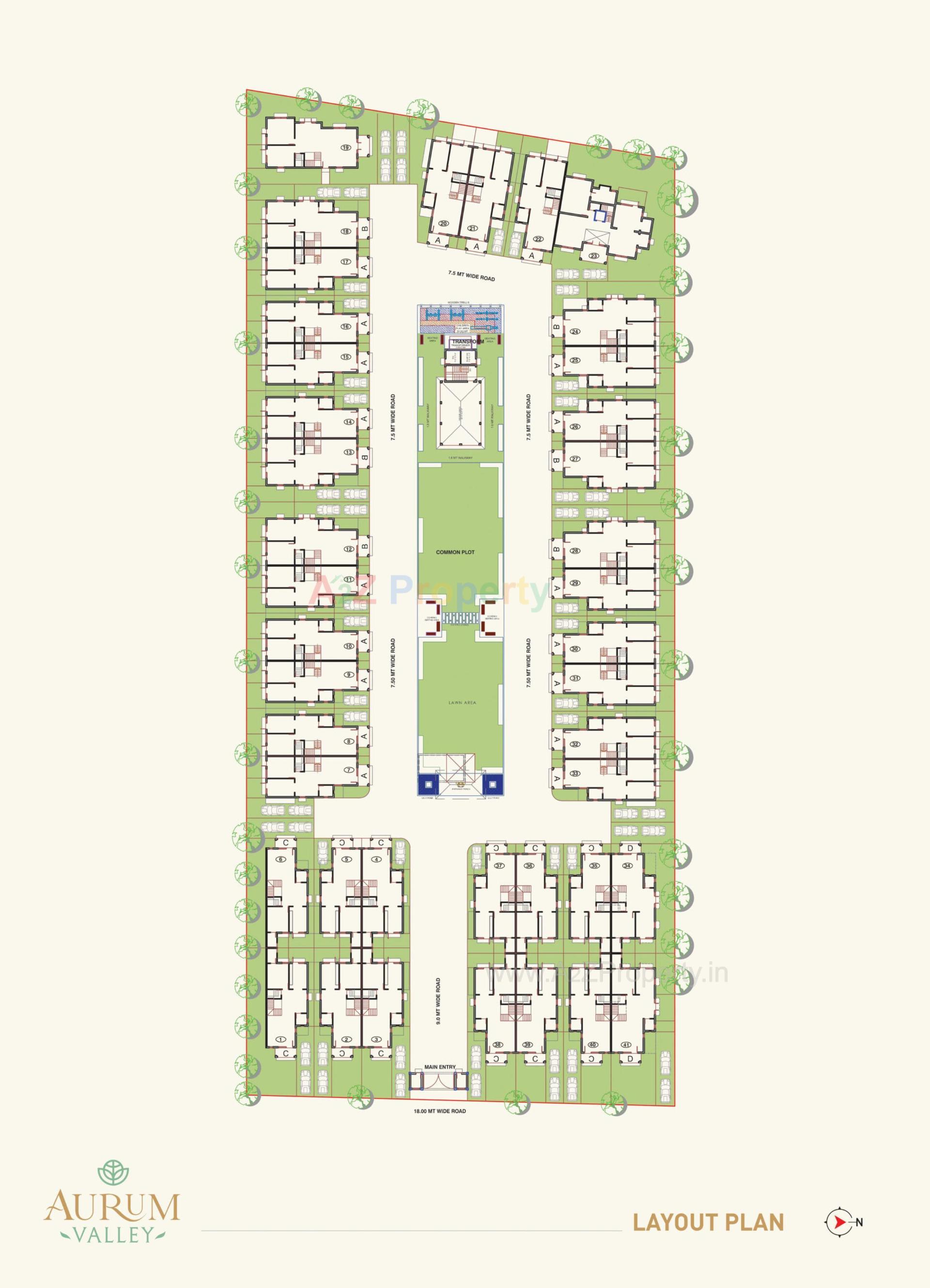 Layout of real estate project Aurum Valley located at Adalaj, Gandhinagar, Gujarat