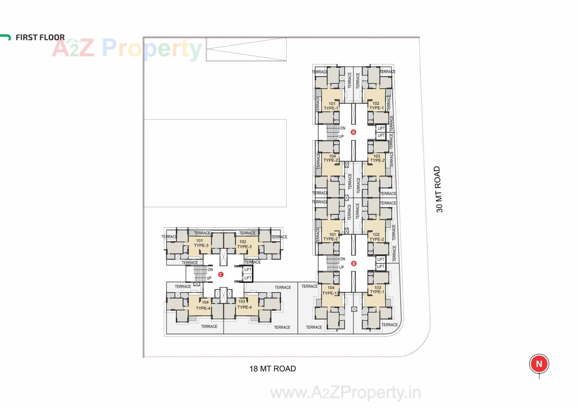Layout of real estate project Ayunam Greens located at Kudasan, Gandhinagar, Gujarat