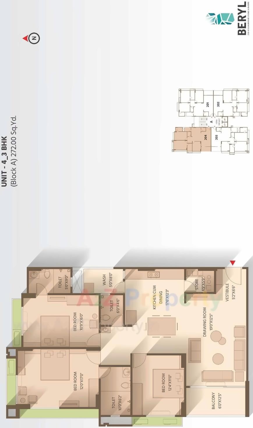 Layout of real estate project Beryl located at Kudasan, Gandhinagar, Gujarat