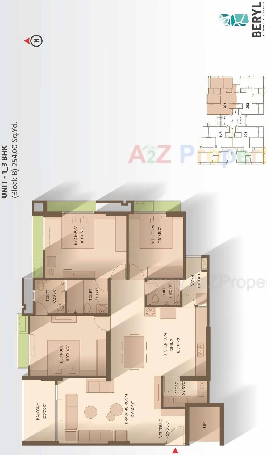 Layout of real estate project Beryl located at Kudasan, Gandhinagar, Gujarat