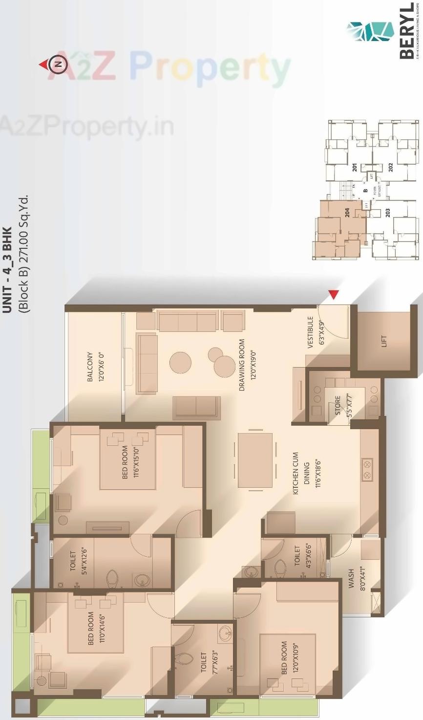 Layout of real estate project Beryl located at Kudasan, Gandhinagar, Gujarat