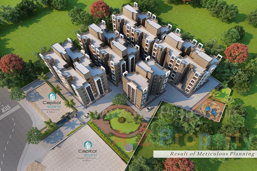 3D Elevation of real estate project Capitol Flora Capitol Icon located at Sargasan, Gandhinagar, Gujarat