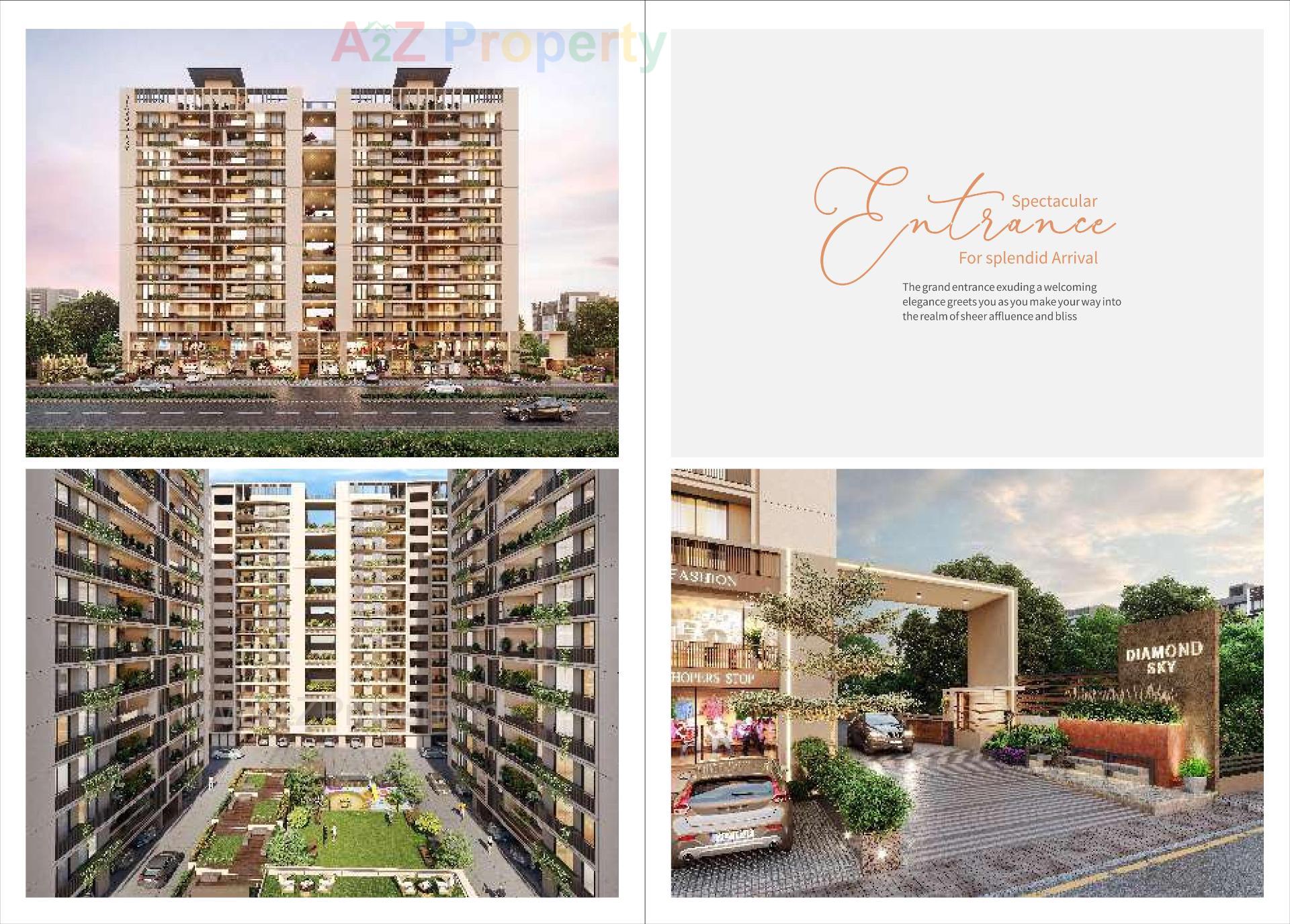 3D Elevation of real estate project Diamond Sky located at Adalaj, Gandhinagar, Gujarat