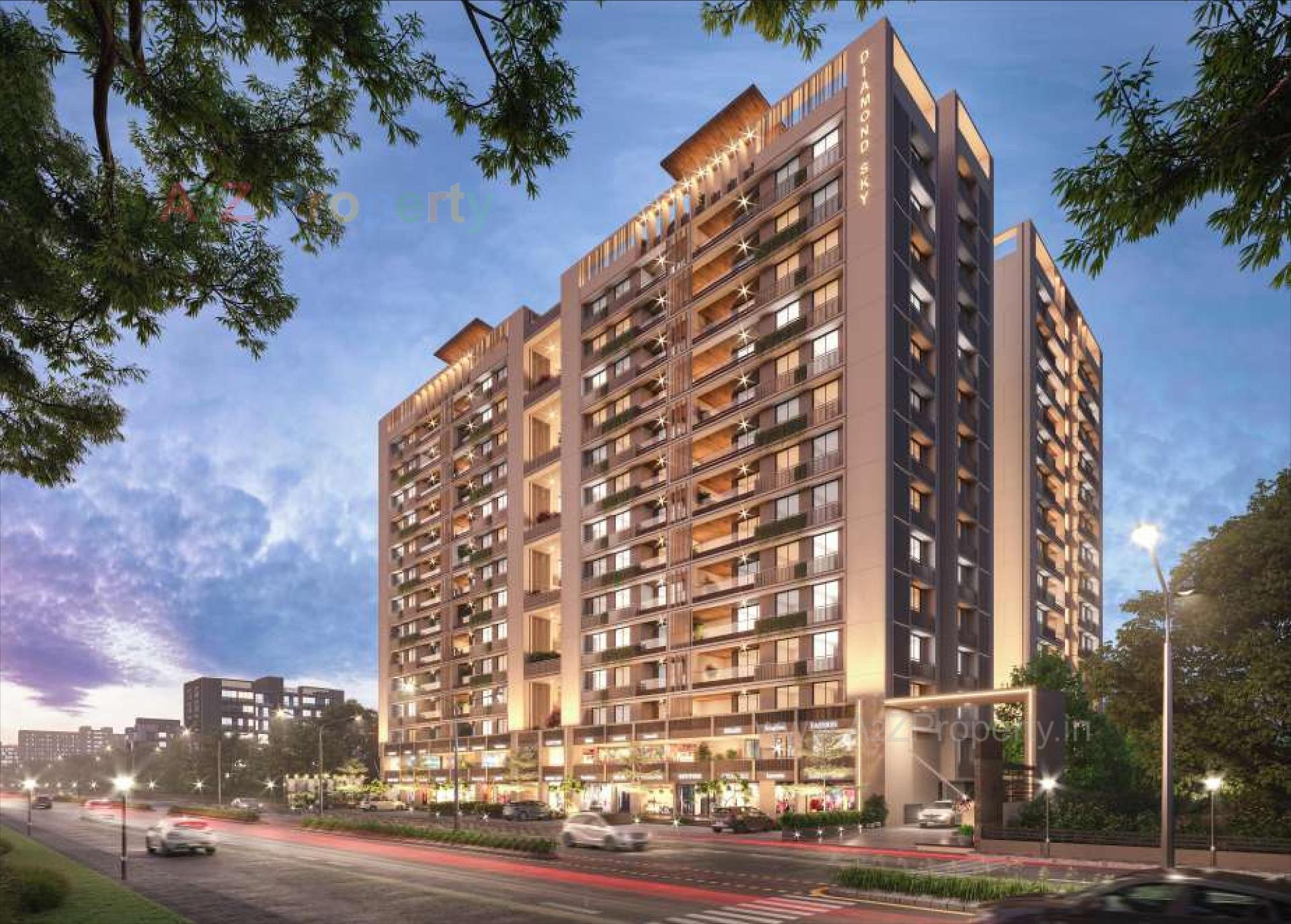 3D Elevation of real estate project Diamond Sky located at Adalaj, Gandhinagar, Gujarat