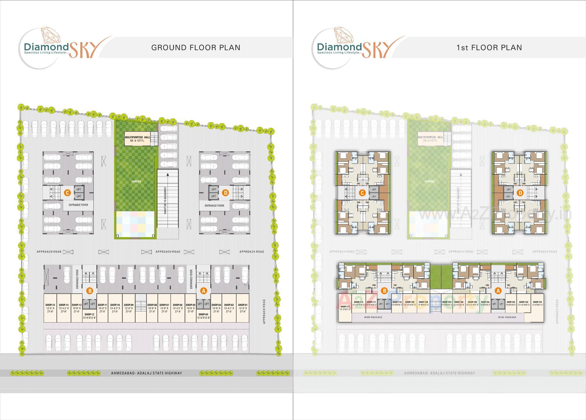 Layout of real estate project Diamond Sky located at Adalaj, Gandhinagar, Gujarat