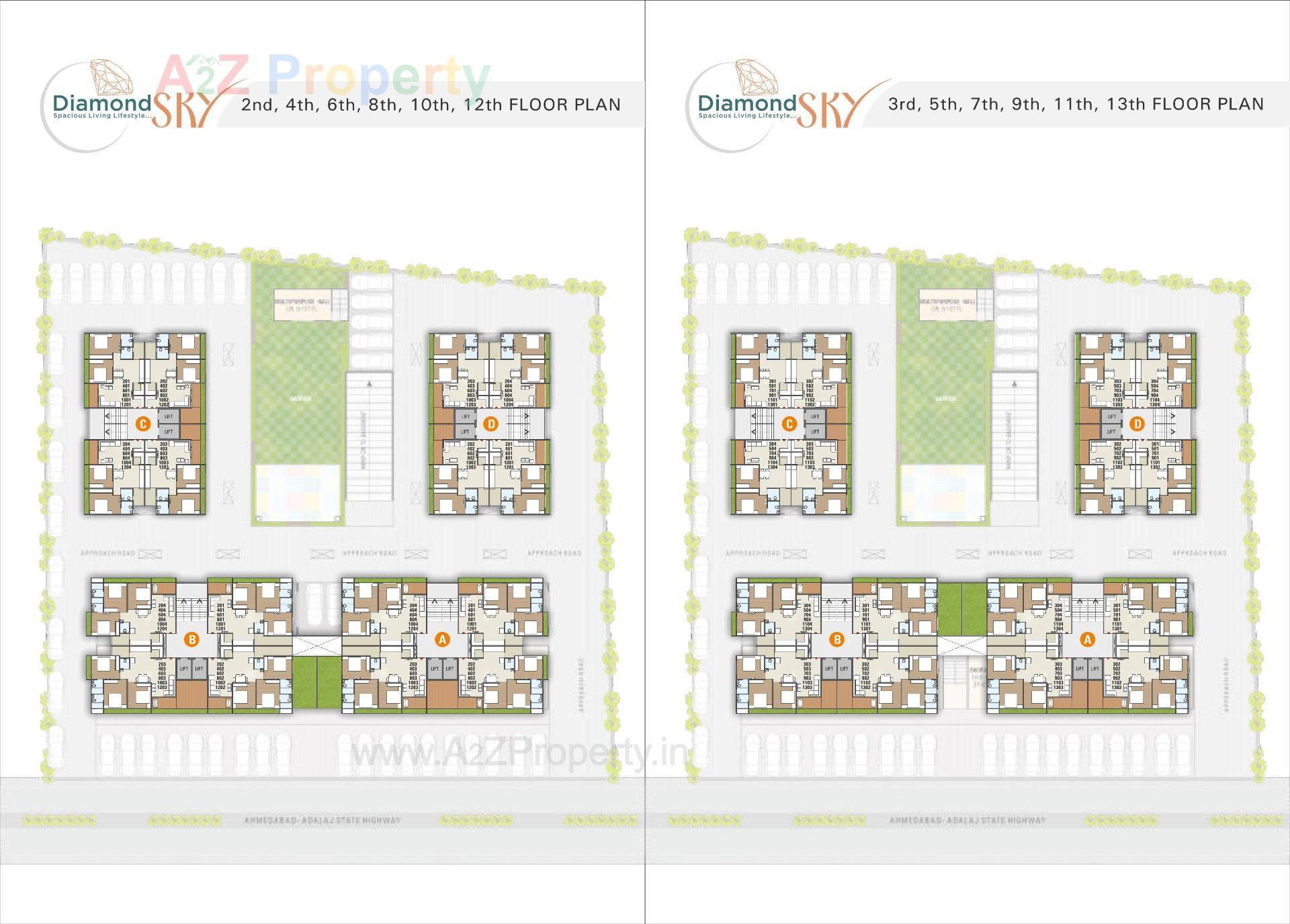 Layout of real estate project Diamond Sky located at Adalaj, Gandhinagar, Gujarat