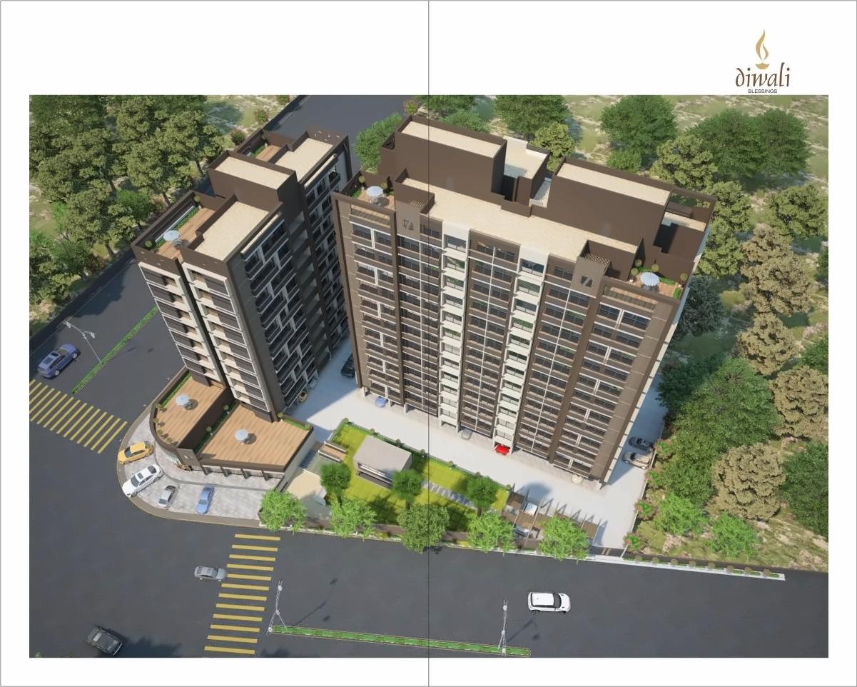 3D Elevation of real estate project Diwali Blessings located at Khoraj, Gandhinagar, Gujarat