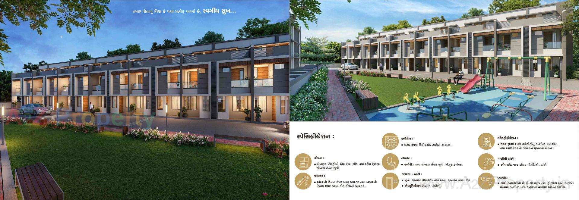 3D Elevation of real estate project Dwarkesh Bunglows located at Gandhinagar, Gandhinagar, Gujarat