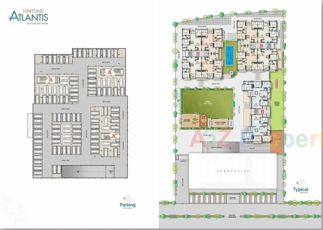 Layout of real estate project Fortune Atlantis located at Kudasan, Gandhinagar, Gujarat