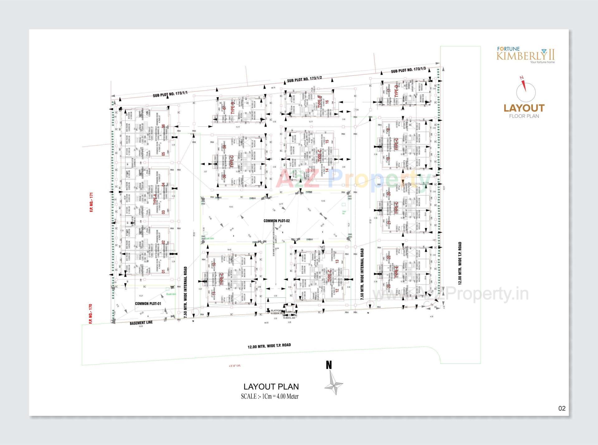 Layout of real estate project Fortune Kimberly located at Raysan, Gandhinagar, Gujarat