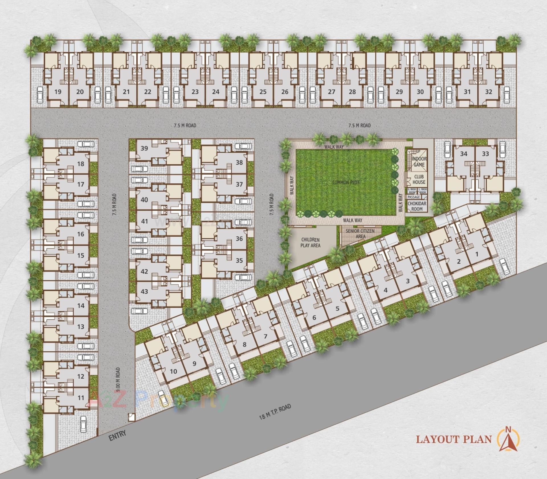 Layout of real estate project Ganesh Exotica Bungalows located at Khoraj, Gandhinagar, Gujarat