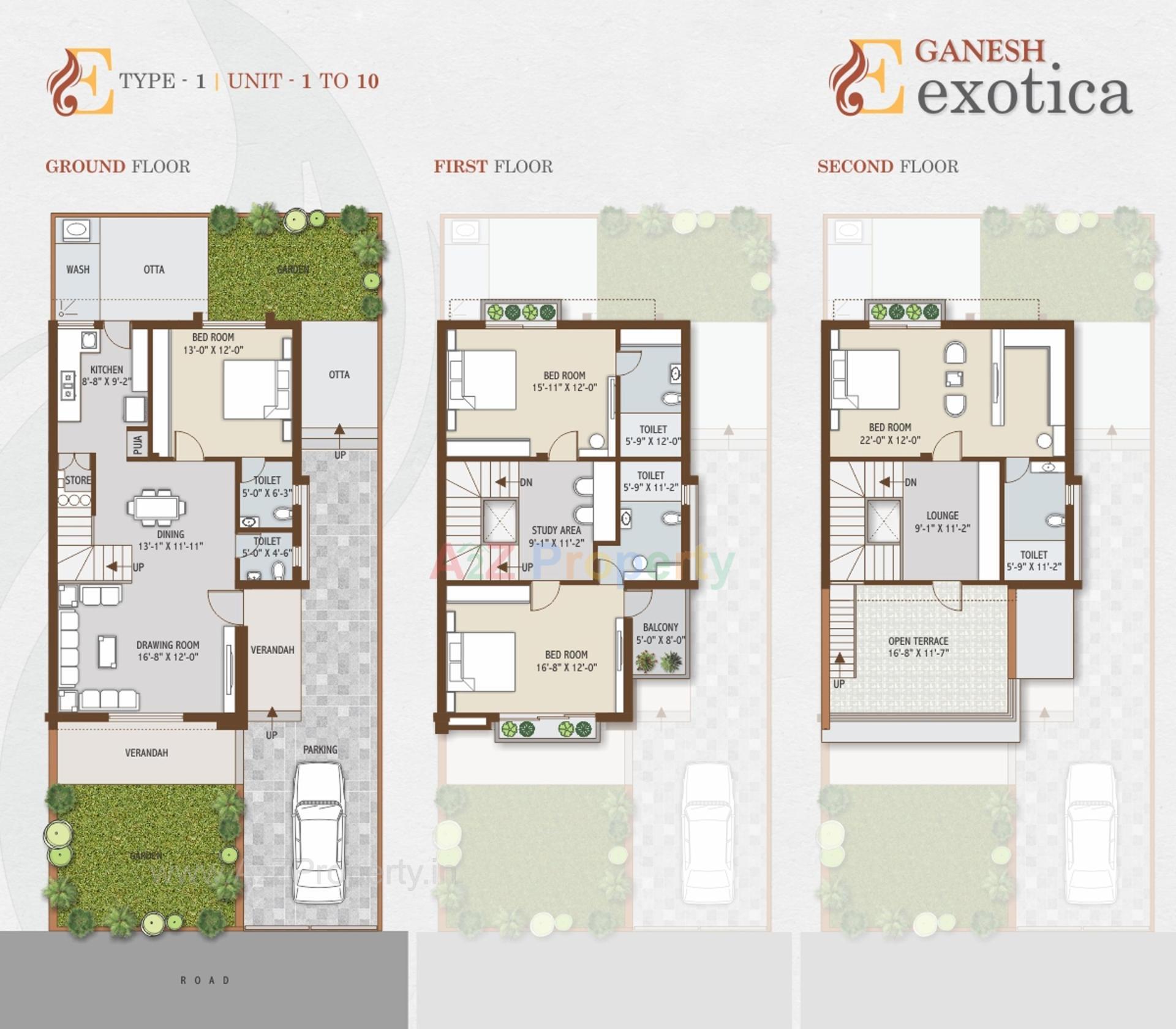 Layout of real estate project Ganesh Exotica Bungalows located at Khoraj, Gandhinagar, Gujarat
