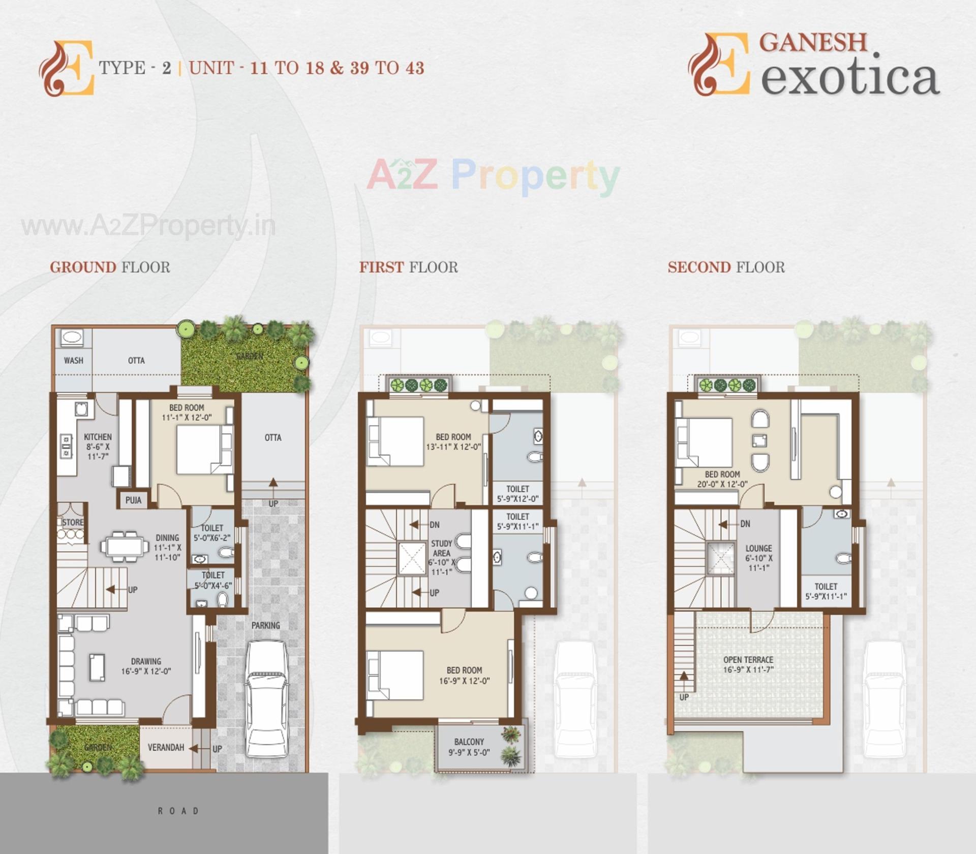 Layout of real estate project Ganesh Exotica Bungalows located at Khoraj, Gandhinagar, Gujarat