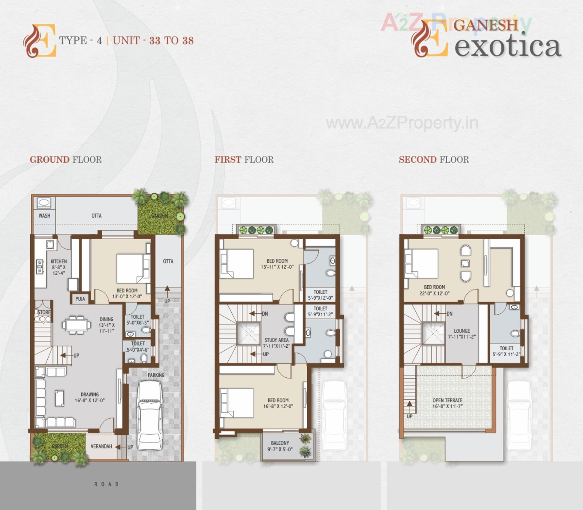 Layout of real estate project Ganesh Exotica Bungalows located at Khoraj, Gandhinagar, Gujarat