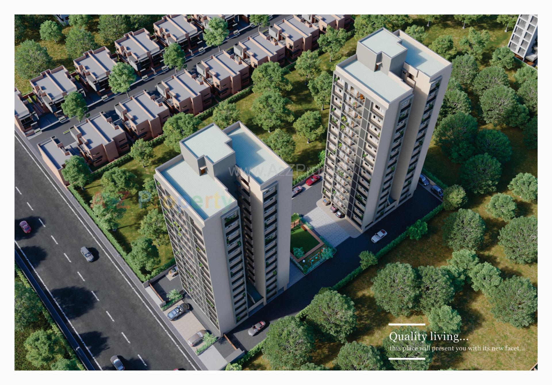 3D Elevation of real estate project Ganesh Flora located at Khoraj, Gandhinagar, Gujarat