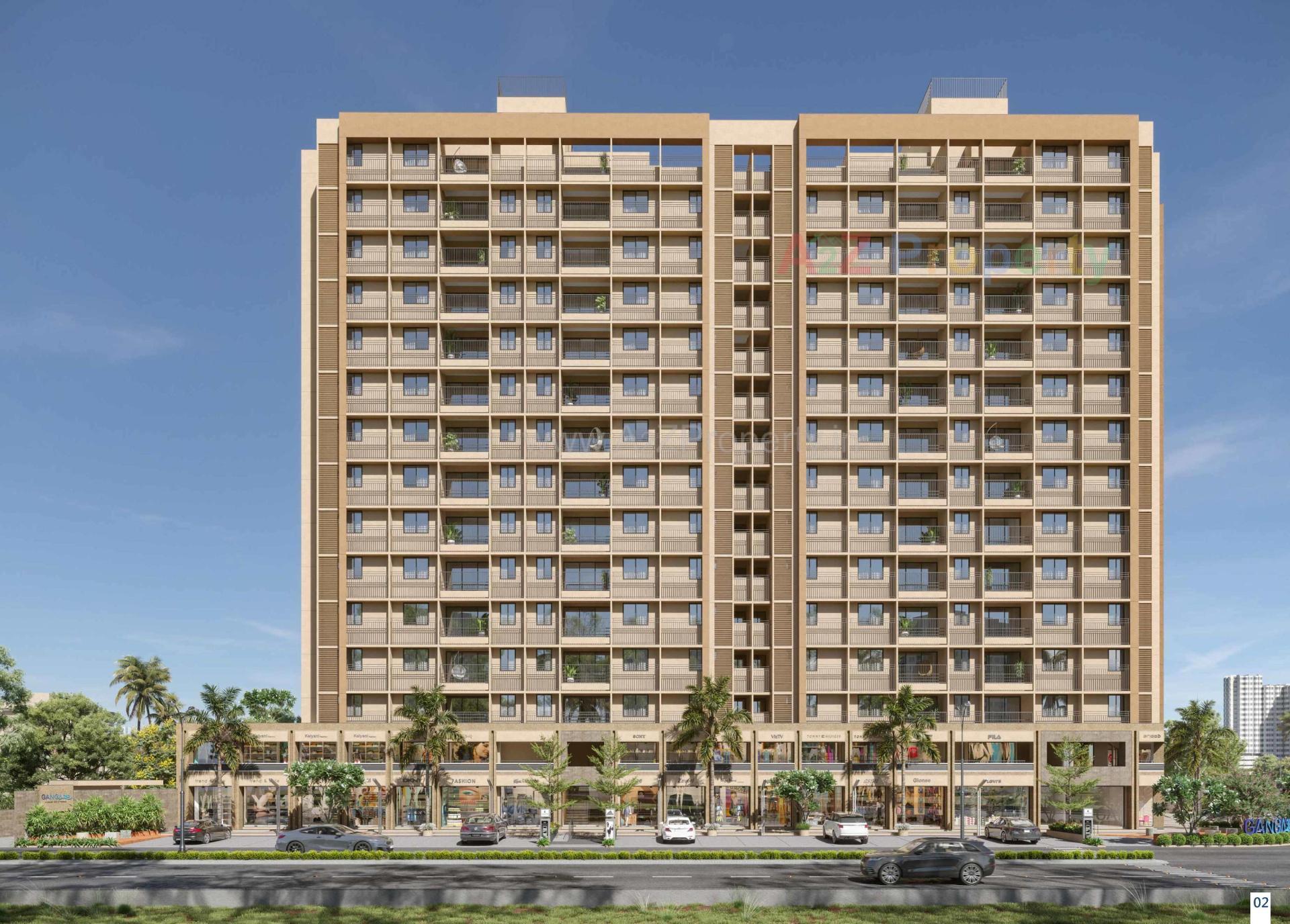 3D Elevation of real estate project Ganga located at Saij, Gandhinagar, Gujarat