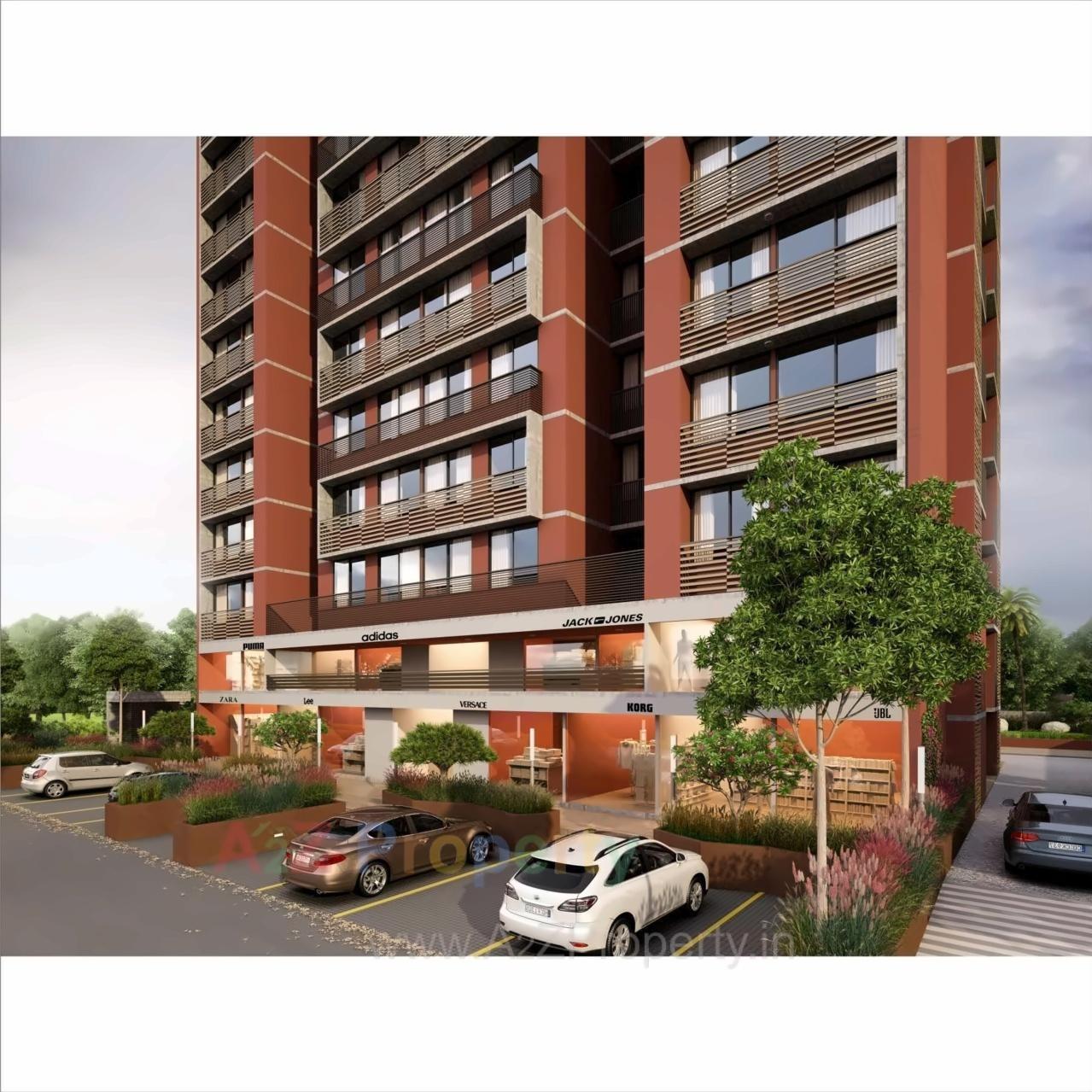 3D Elevation of real estate project Ganga Residency located at Zundal, Gandhinagar, Gujarat