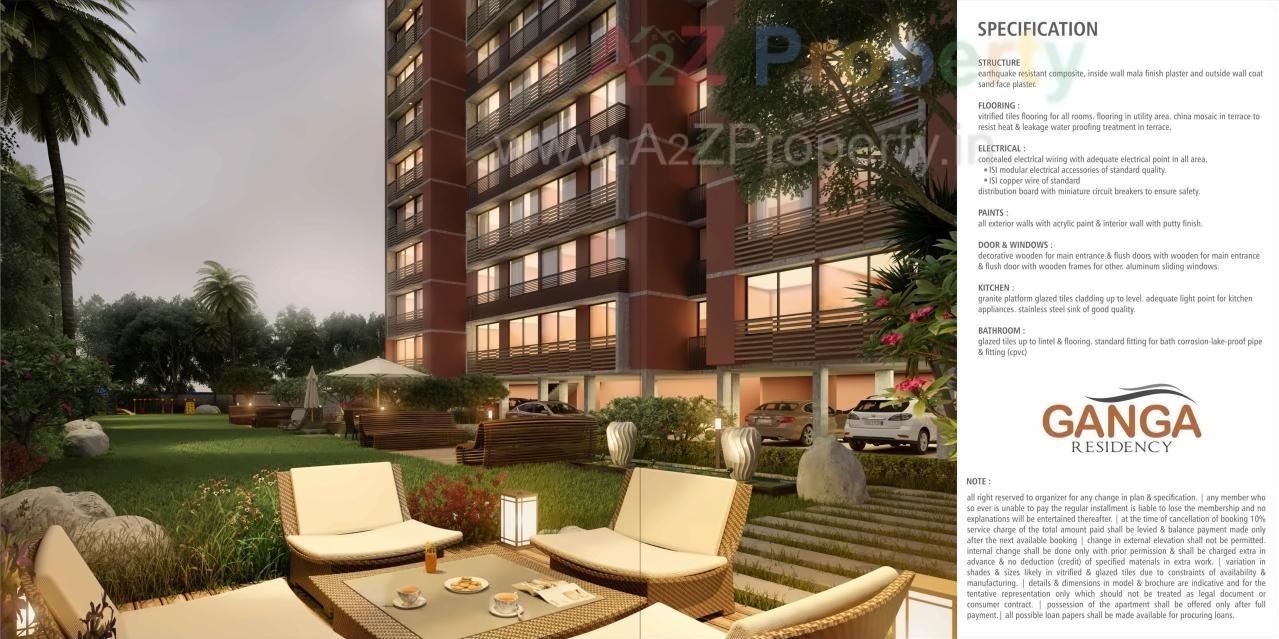 3D Elevation of real estate project Ganga Residency located at Zundal, Gandhinagar, Gujarat