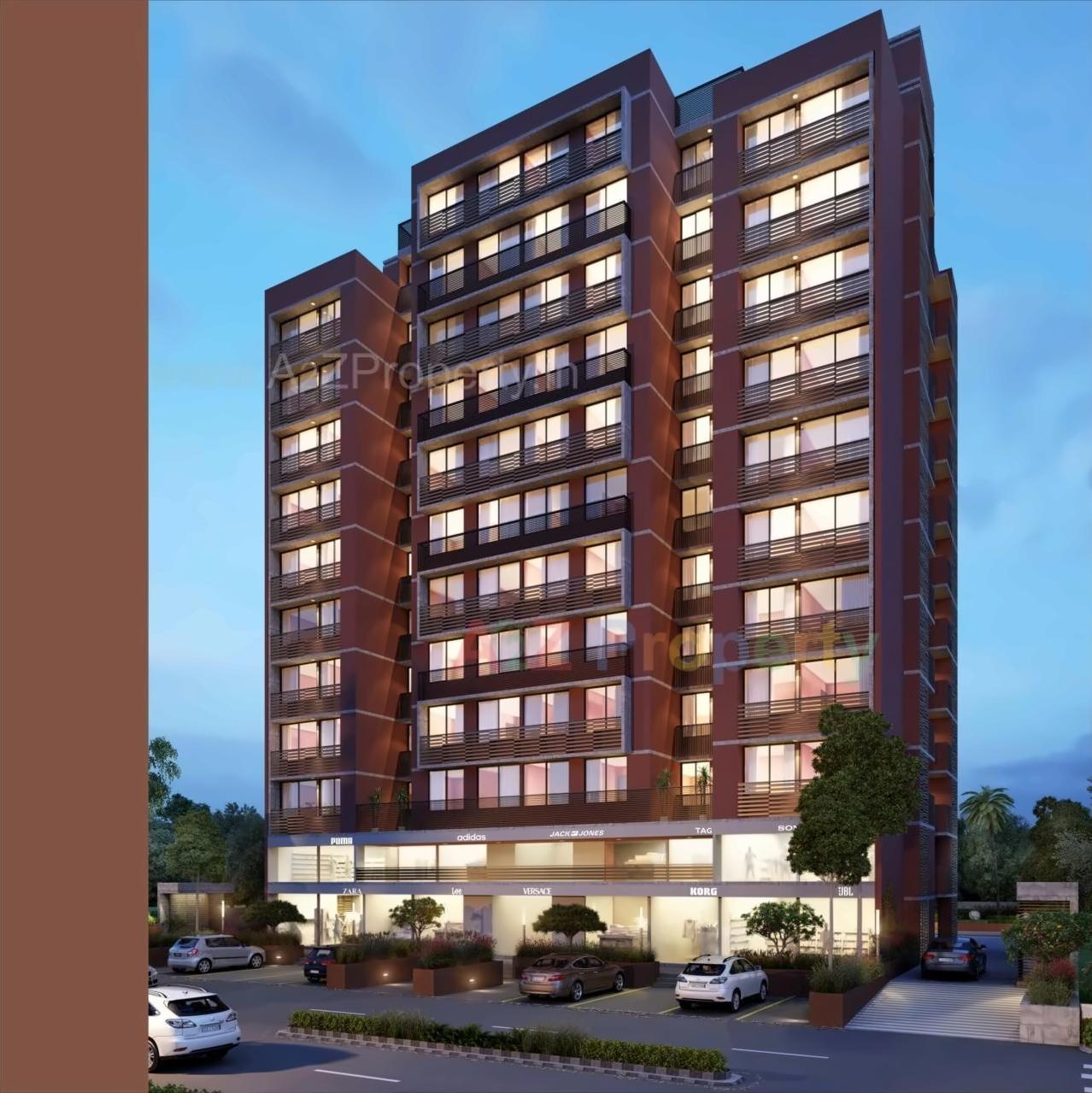 3D Elevation of real estate project Ganga Residency located at Zundal, Gandhinagar, Gujarat