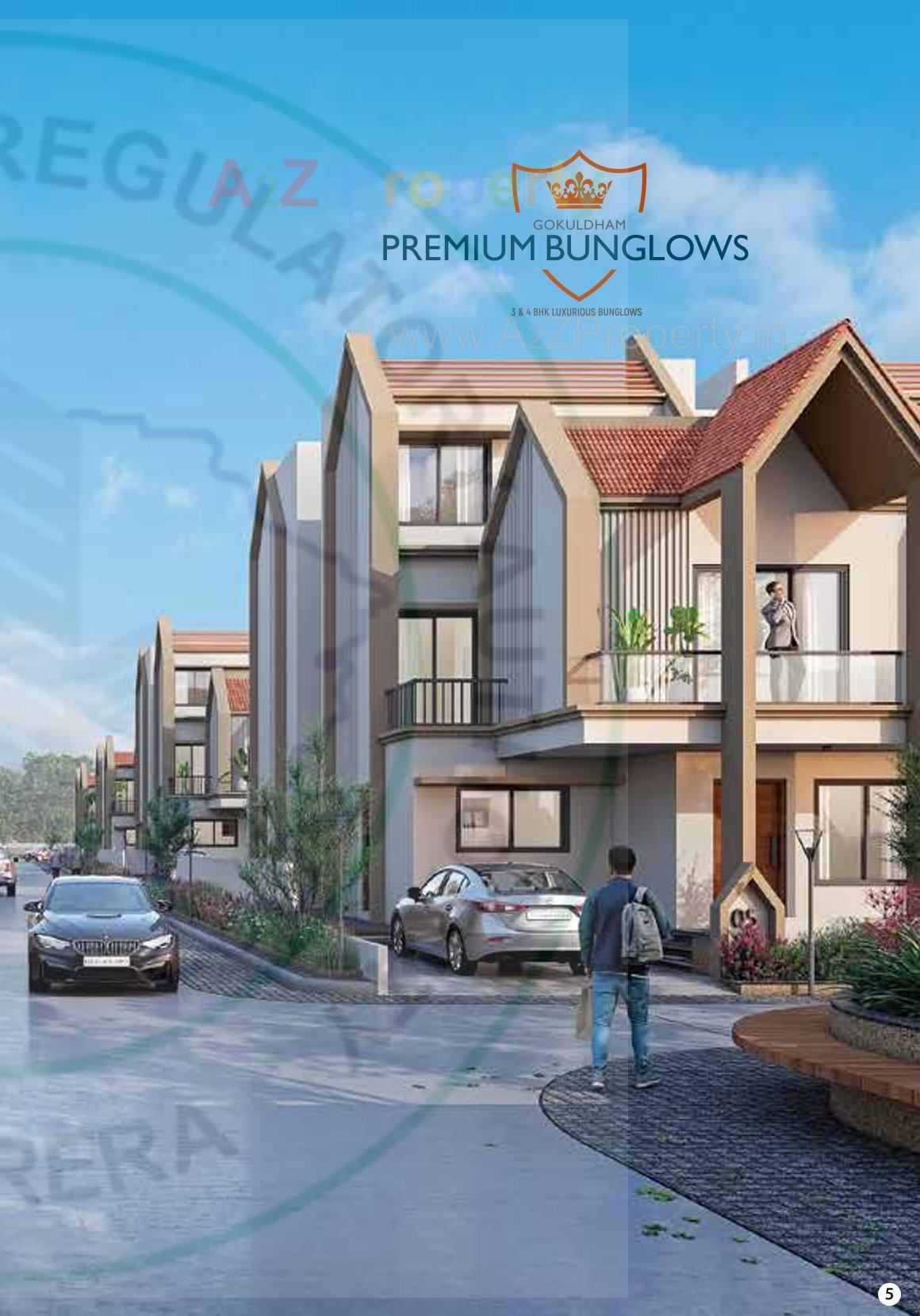 3D Elevation of real estate project Gokuldham Premium Bunglows located at Mansa, Gandhinagar, Gujarat