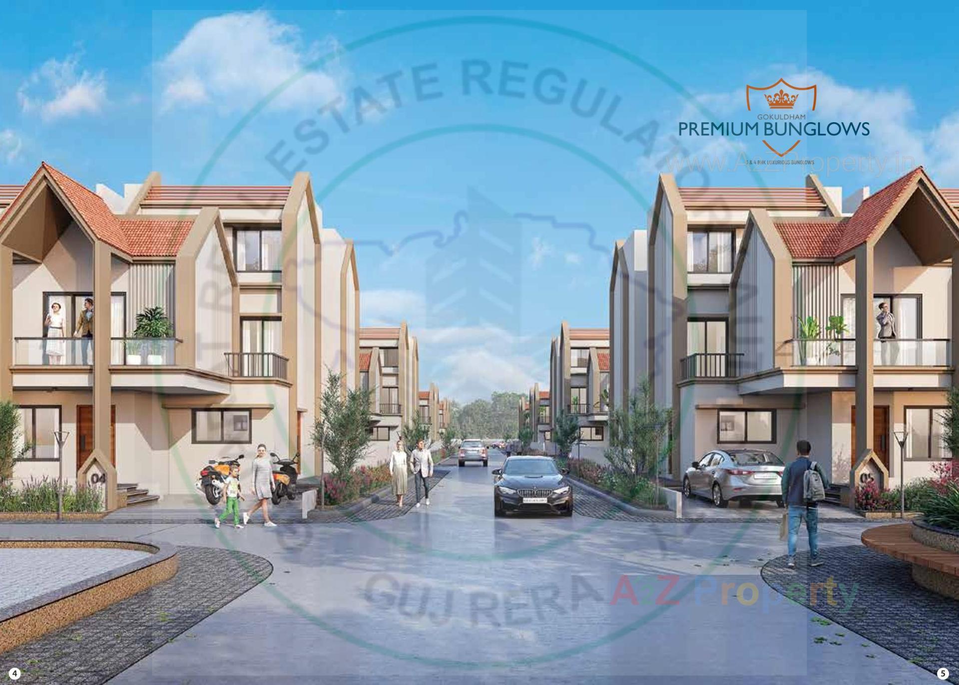 3D Elevation of real estate project Gokuldham Premium Bunglows located at Mansa, Gandhinagar, Gujarat