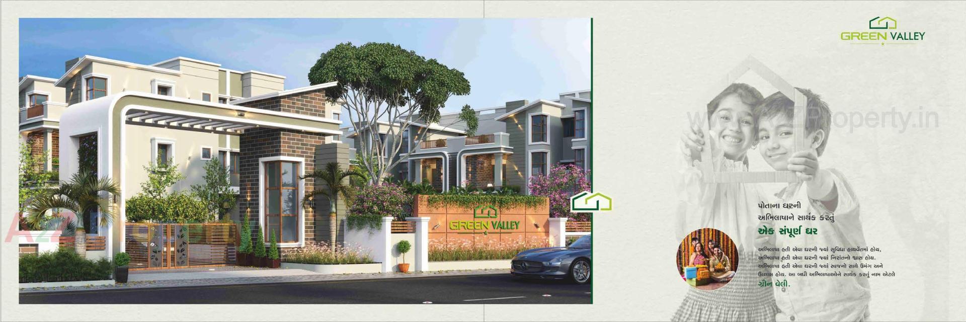 3D Elevation of real estate project Green Valley Bungalows located at Dehgam, Gandhinagar, Gujarat