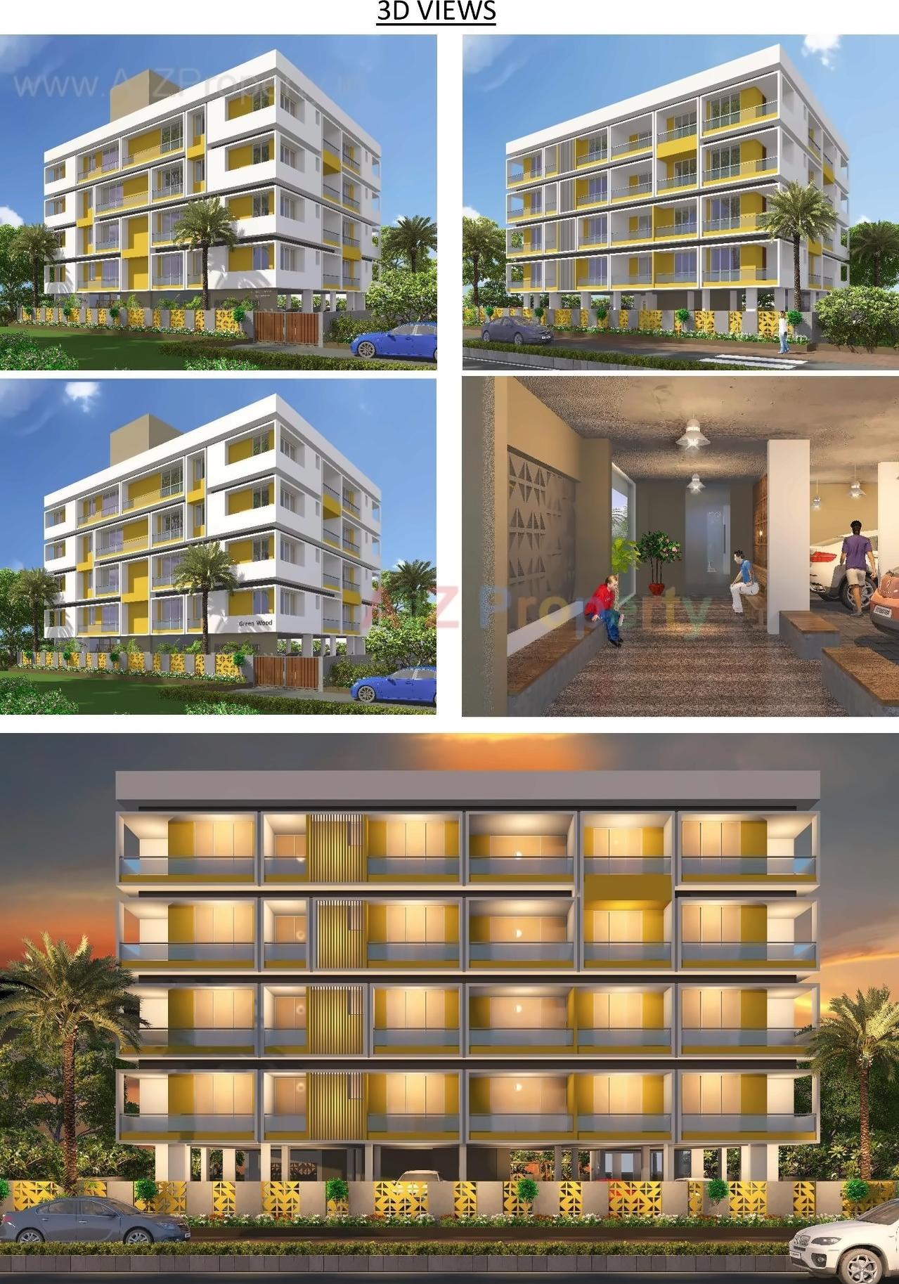 3D Elevation of real estate project Greenwood Apartment located at Gandhinagar, Gandhinagar, Gujarat