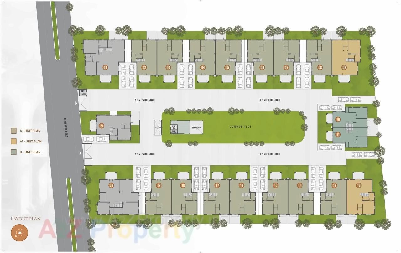 Layout of real estate project Jainam Villa located at Raysen, Gandhinagar, Gujarat