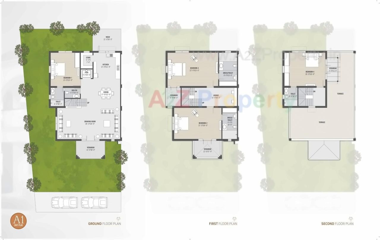 Layout of real estate project Jainam Villa located at Raysen, Gandhinagar, Gujarat
