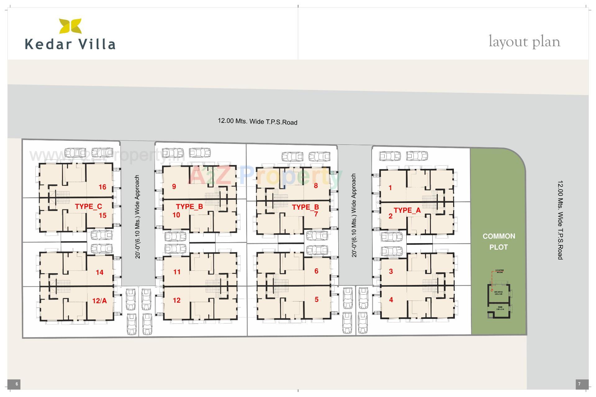 Layout of real estate project Kedar Villa located at Saij, Gandhinagar, Gujarat