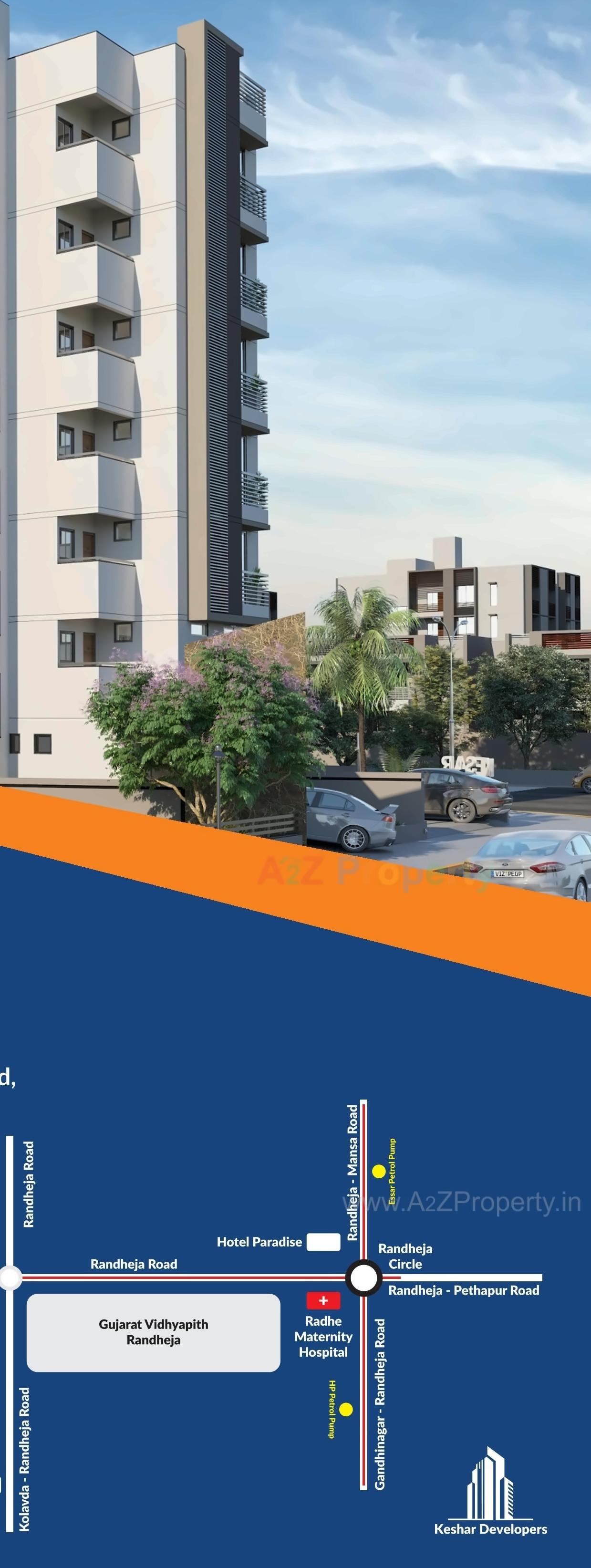 3D Elevation of real estate project Keshar 2 located at Gandhinagar, Gandhinagar, Gujarat