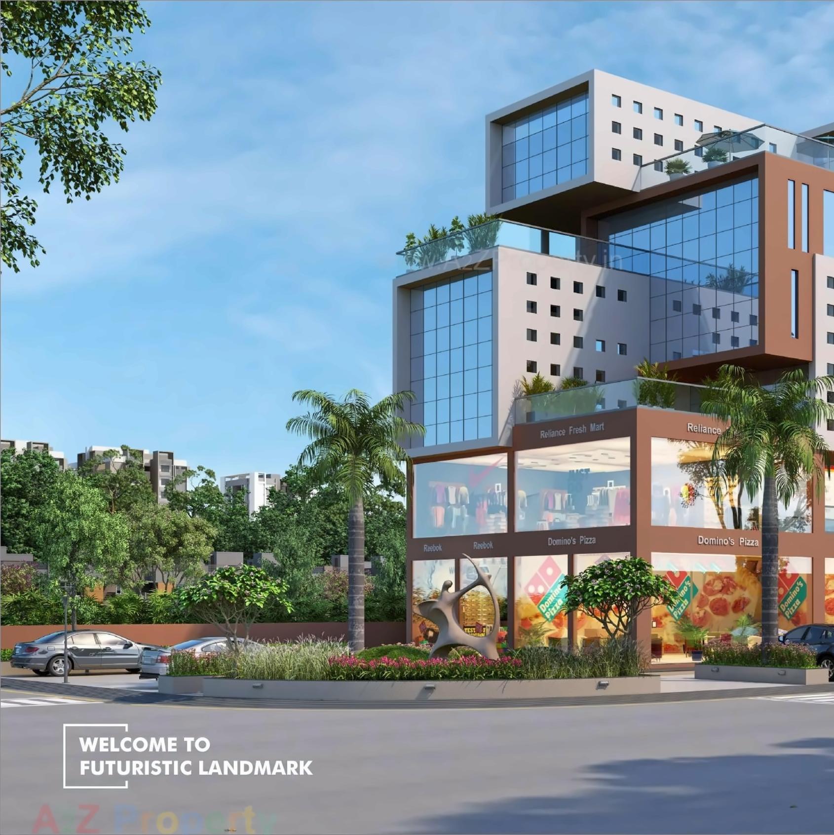 3D Elevation of real estate project Keshavam Square located at Kudasan, Gandhinagar, Gujarat